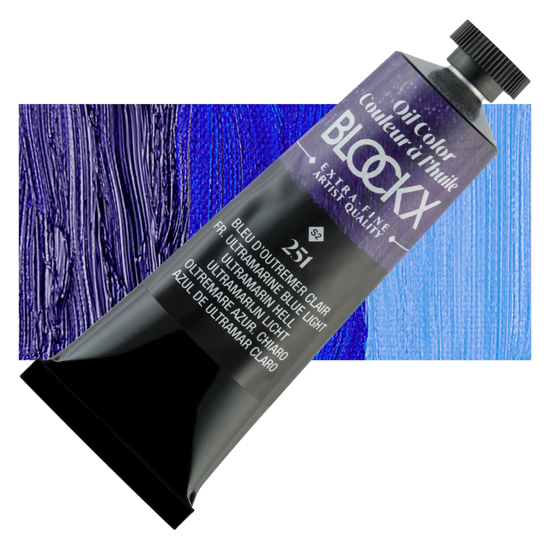 Blockx Artist Oil Color - French Ultramarine Blue Light, 35 ml tube and swatch