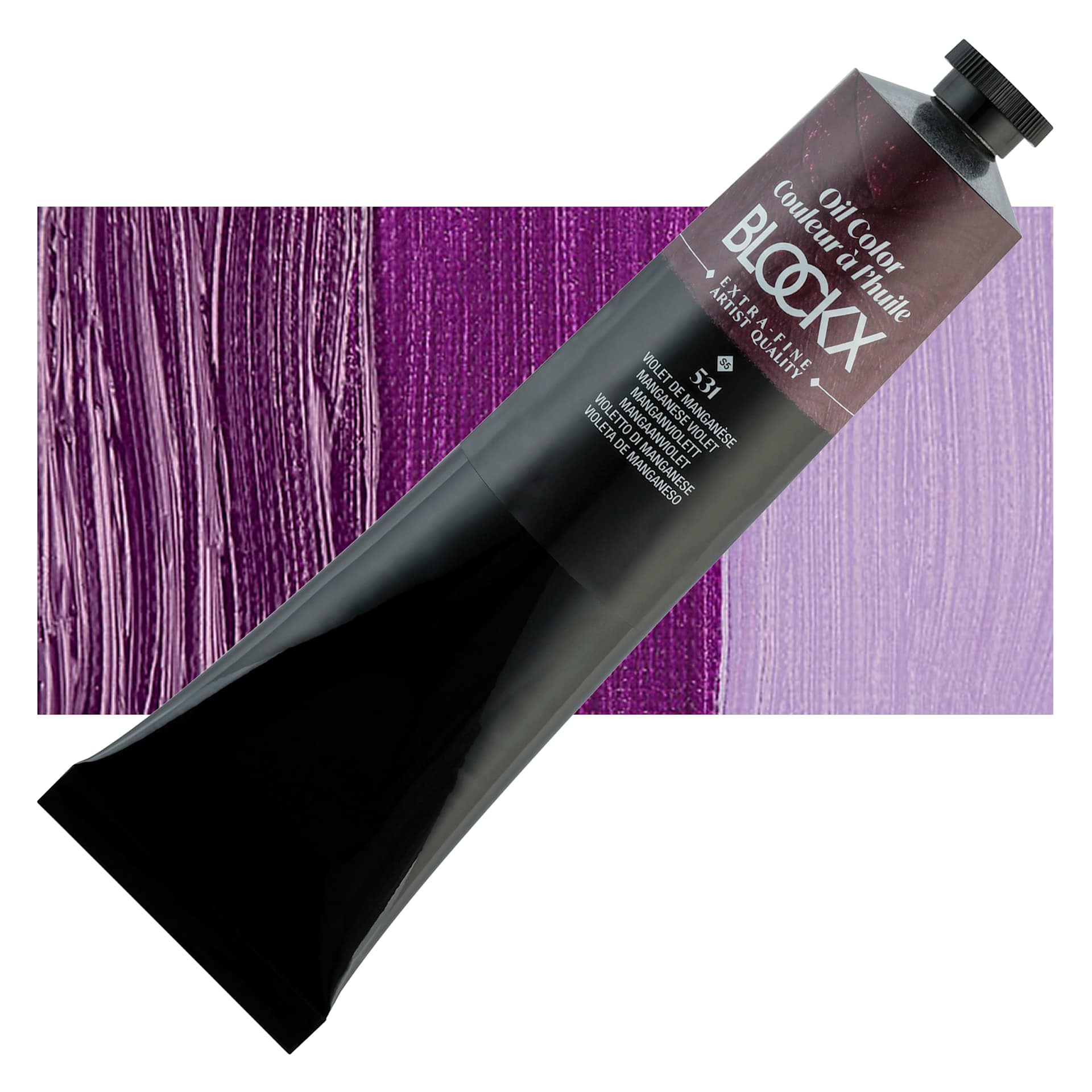 Blockx Artist Oil Color - Manganese Violet, 200 ml tube and swatch