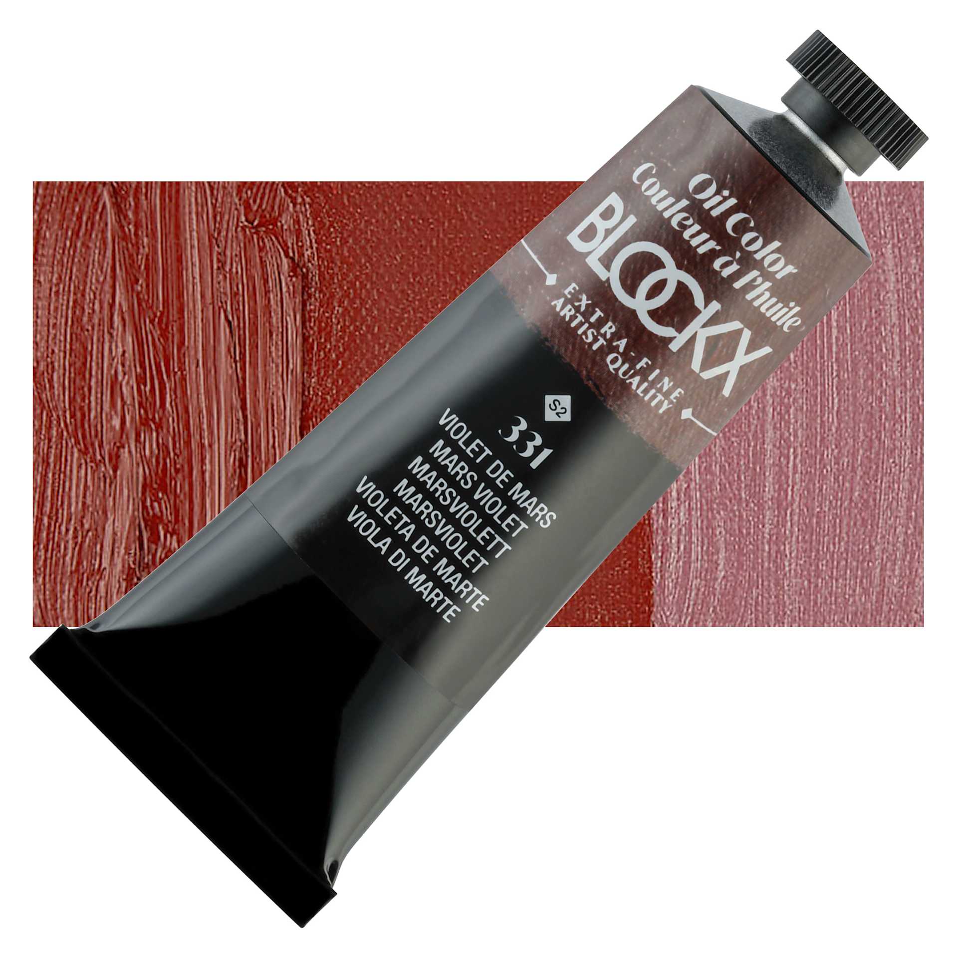 Blockx Artist Oil Color - Mars Violet, 35 ml tube and swatch