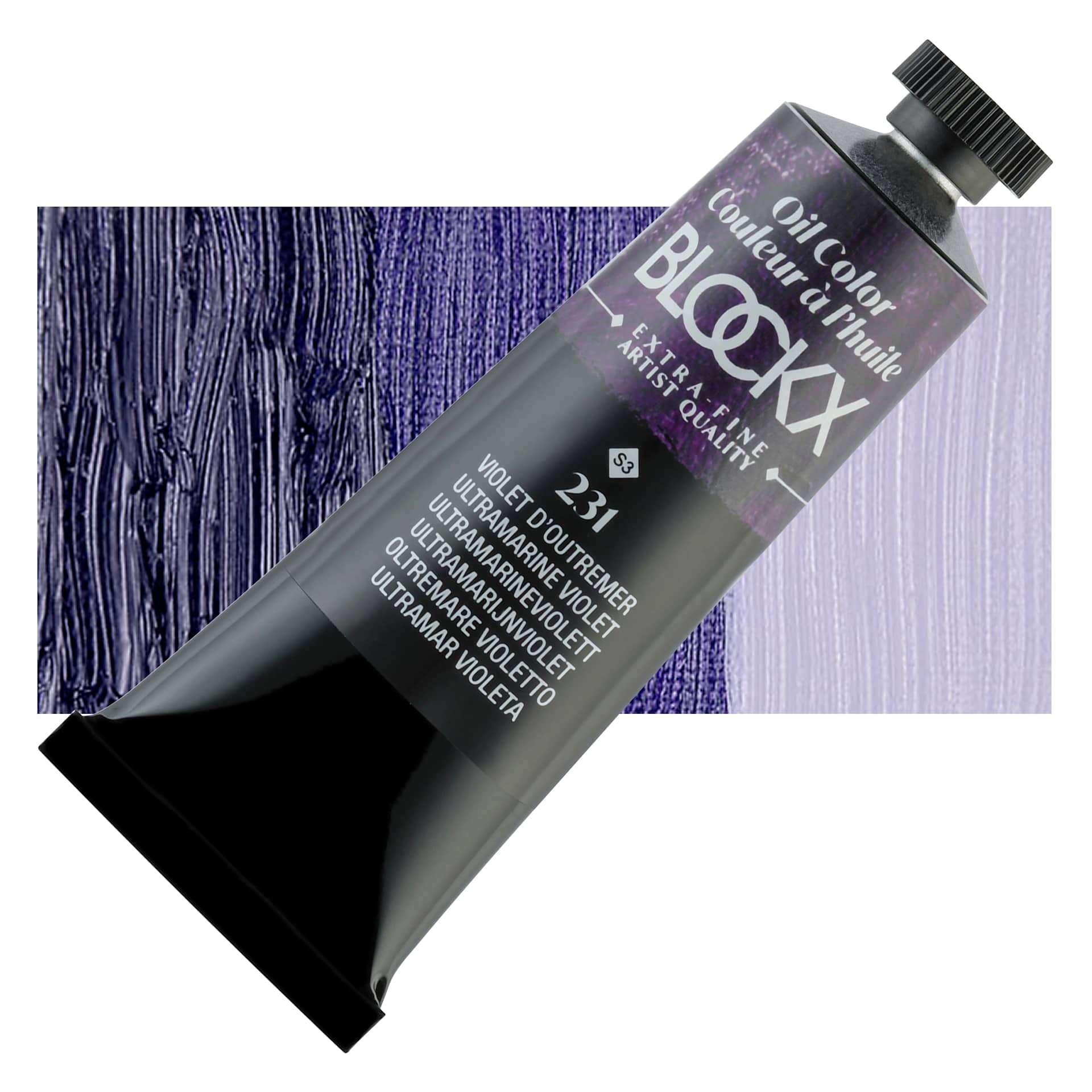 Blockx Artist Oil Color - Ultramarine Violet, 35 ml tube and swatch
