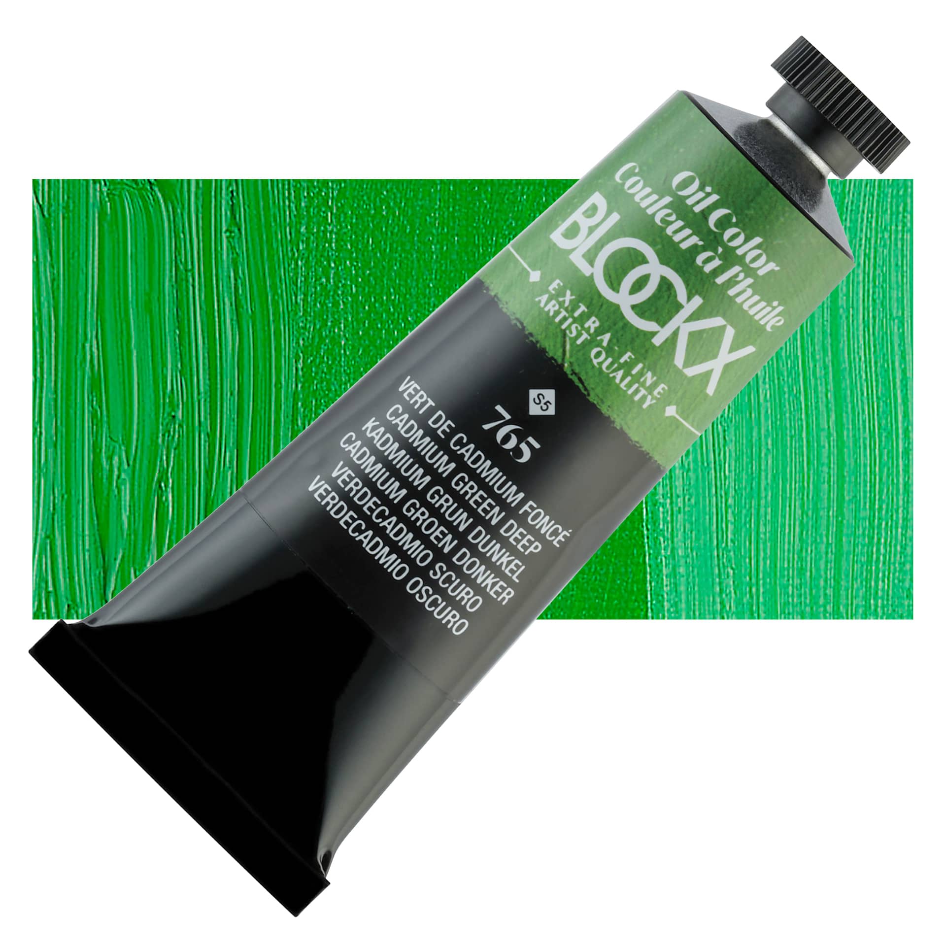 Blockx Artist Oil Color - Cadmium Green Deep, 35 ml Tube and swatch
