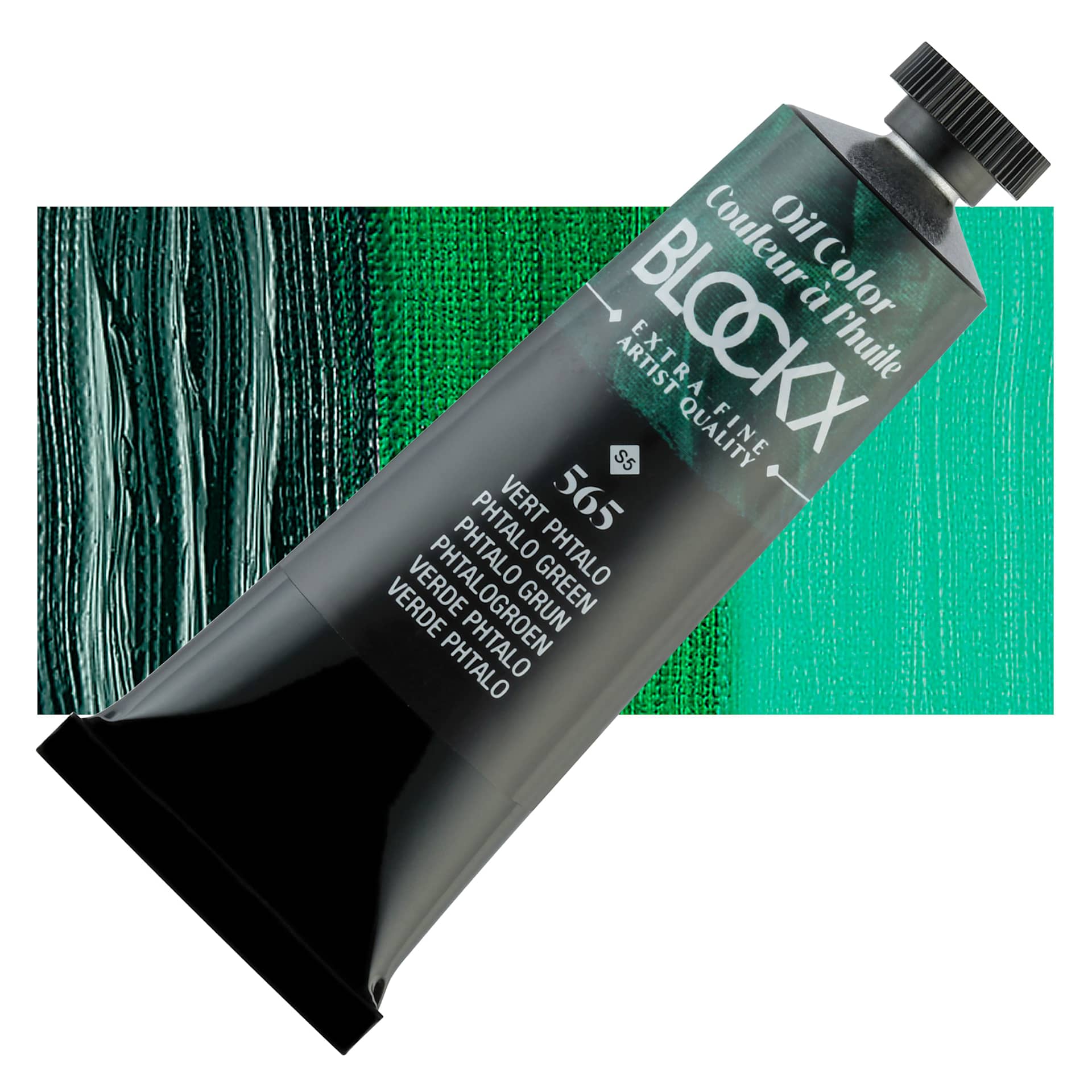 Blockx Artist Oil Color - Phthalo Green, 35 ml tube and swatch