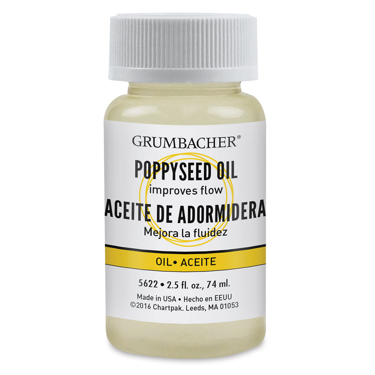 Grumbacher Poppyseed Oil - Front view of 2.5 oz Bottle