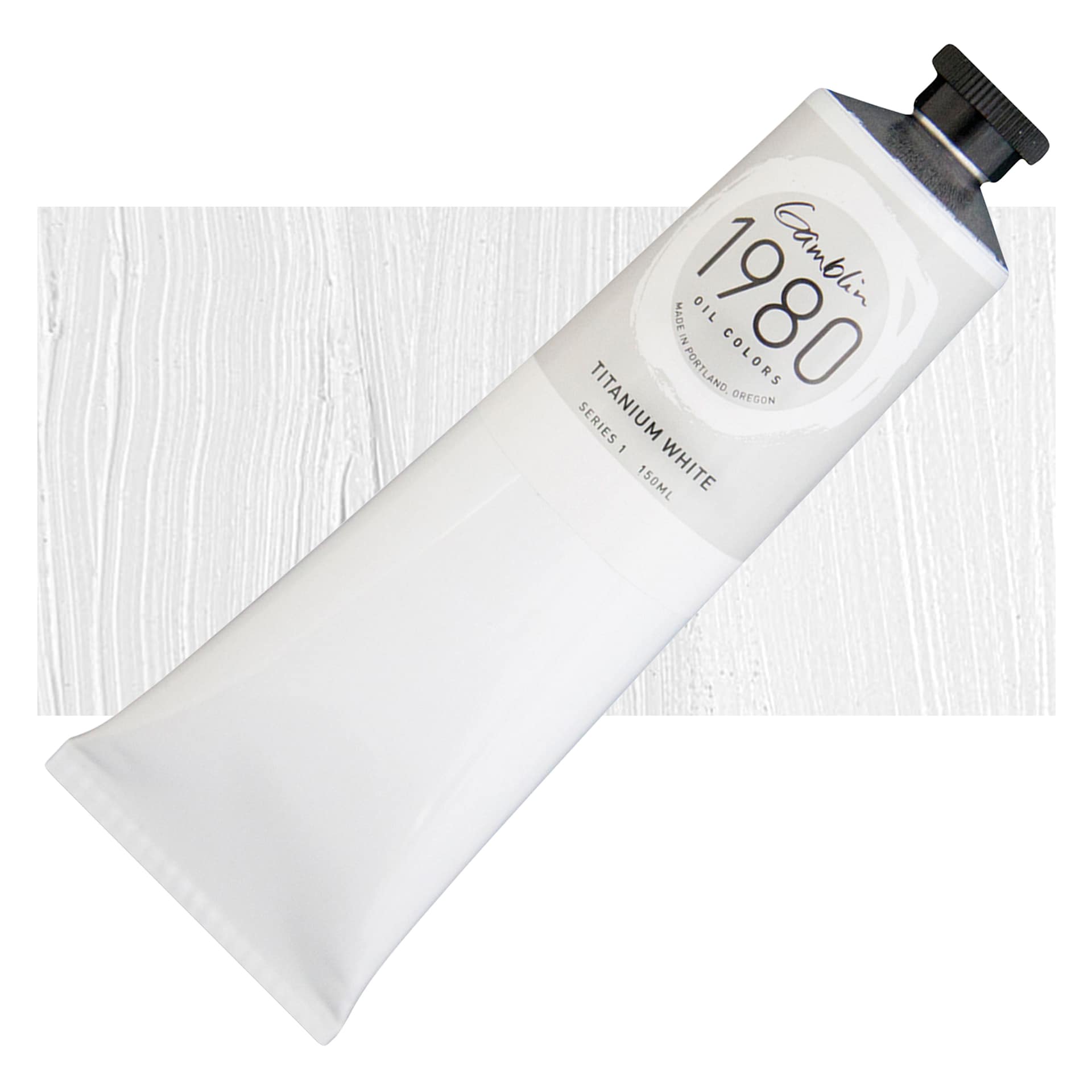 Gamblin 1980 Oil Paint - Titanium White, 150 ml tube and swatch