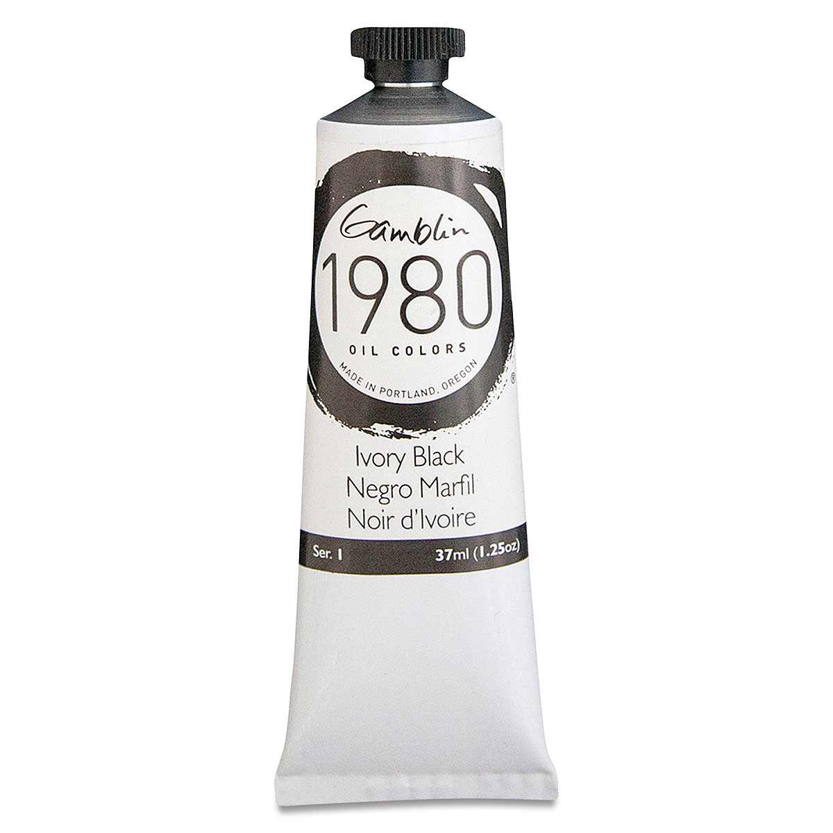 Gamblin 1980 Oils - Ivory Black, 37 ml tube