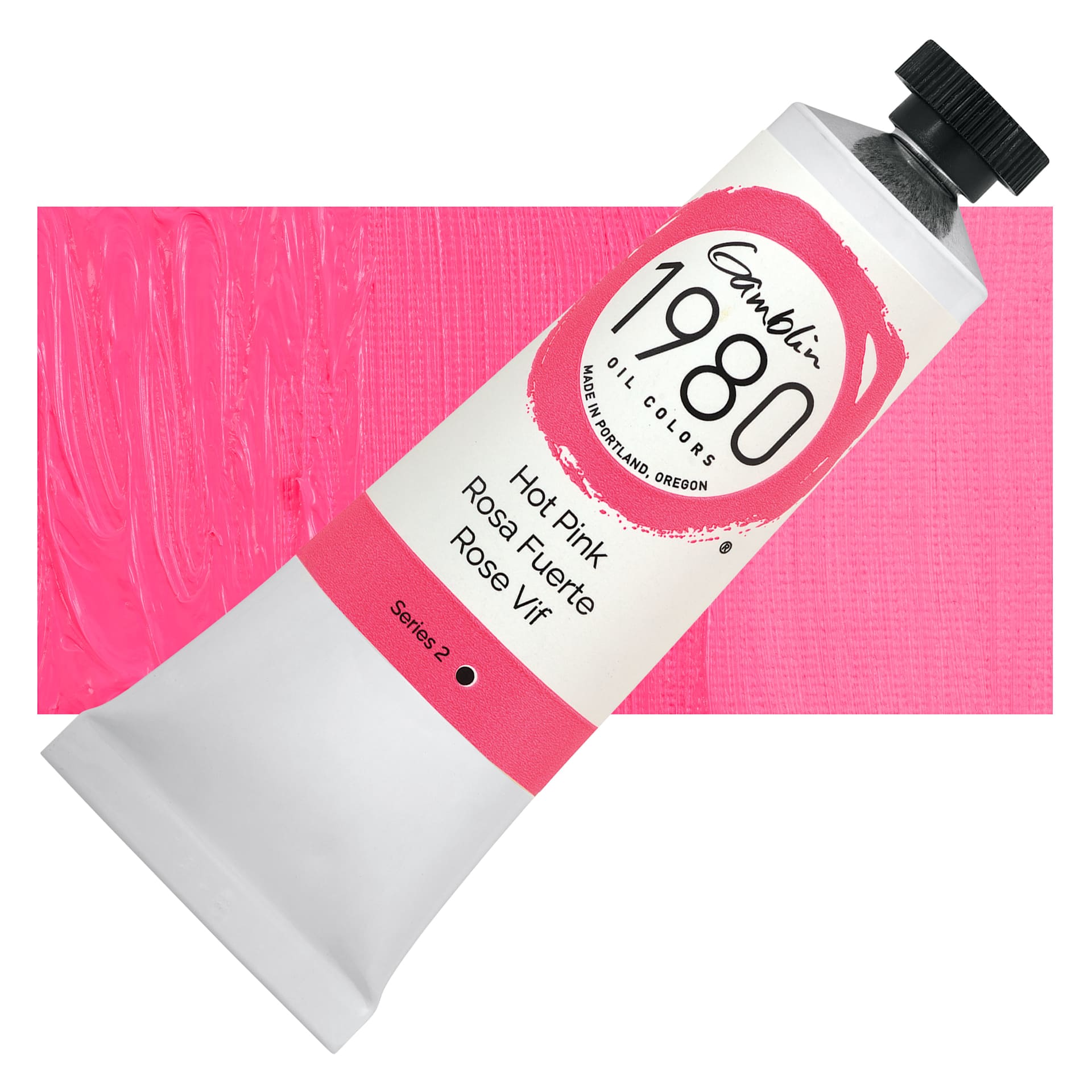 Gamblin 1980 Oils - Hot Pink, 37 ml tube and swatch