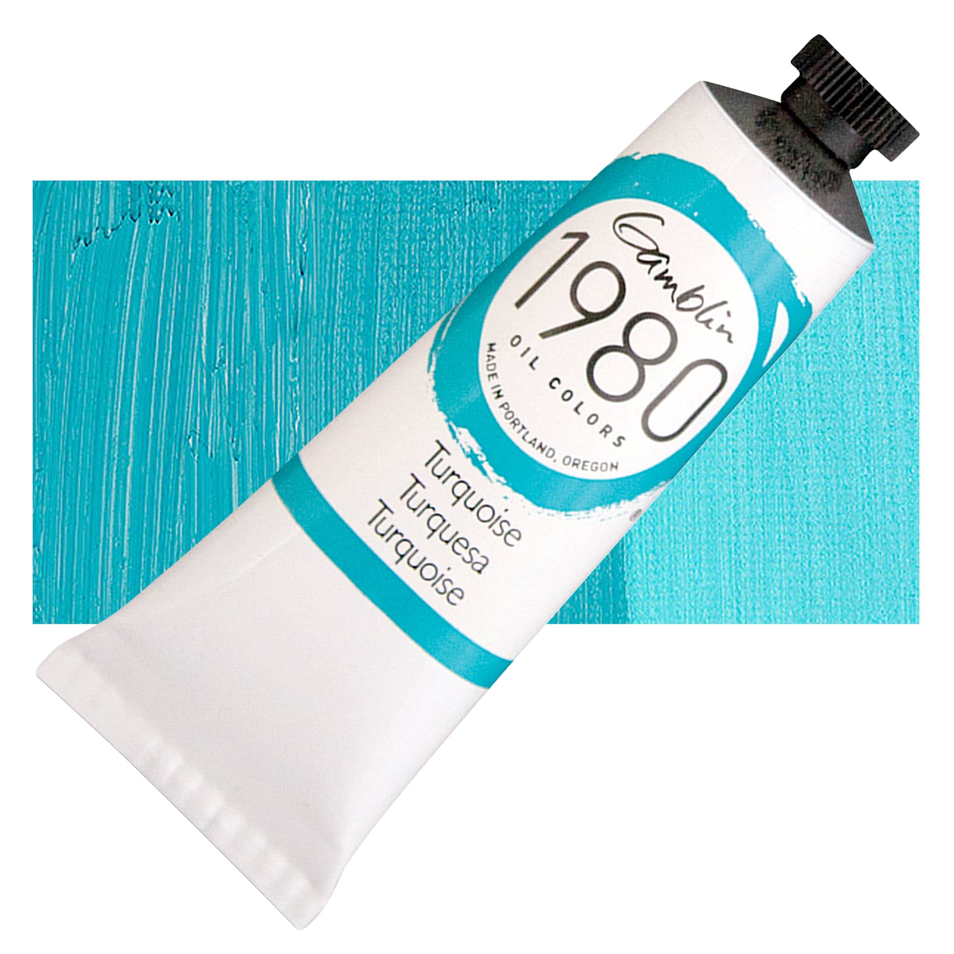 Gamblin 1980 Oil Paint - Turquoise, 37 ml tube and swatch