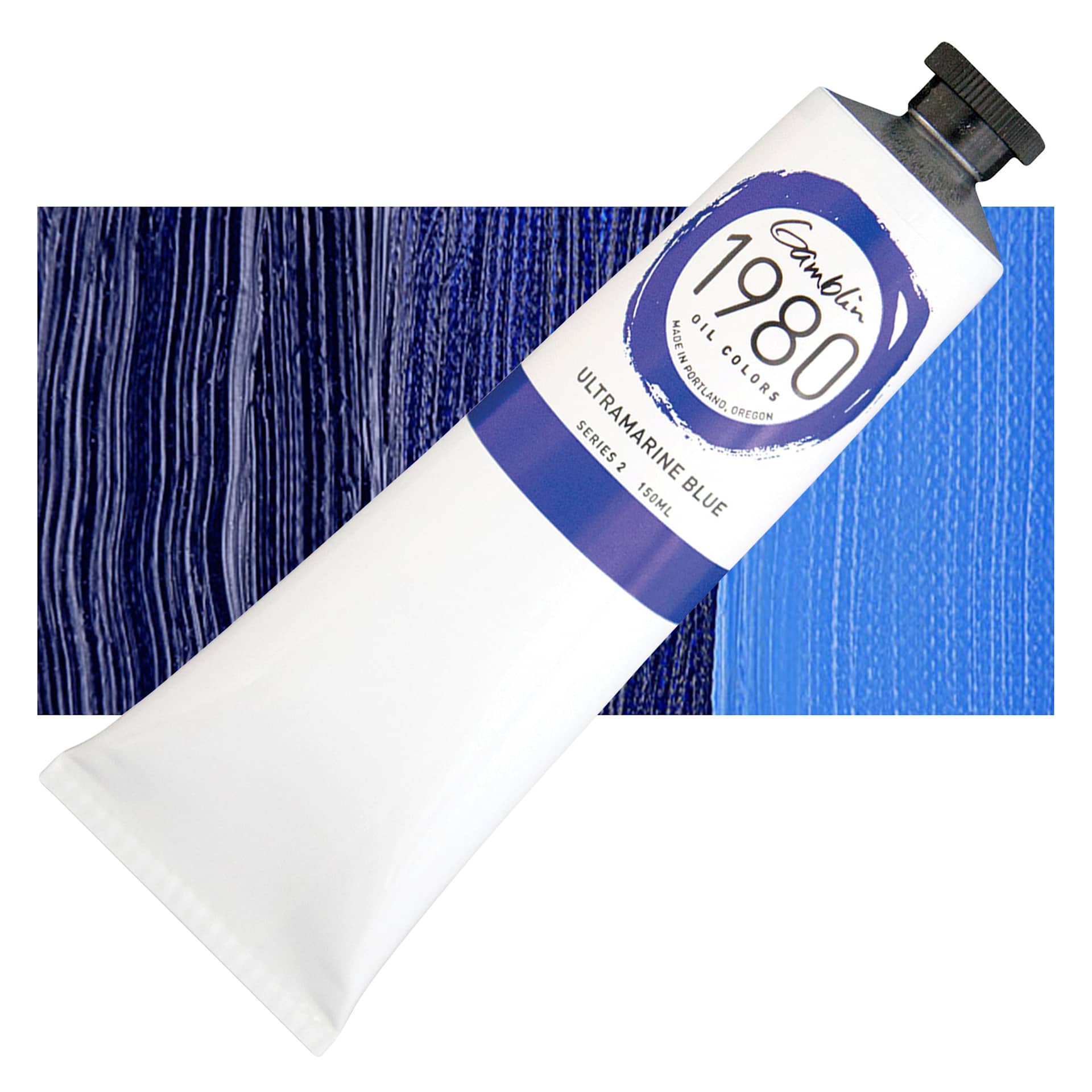 Gamblin 1980 Oil Paint - Ultramarine Blue, 150 ml tube and swatch