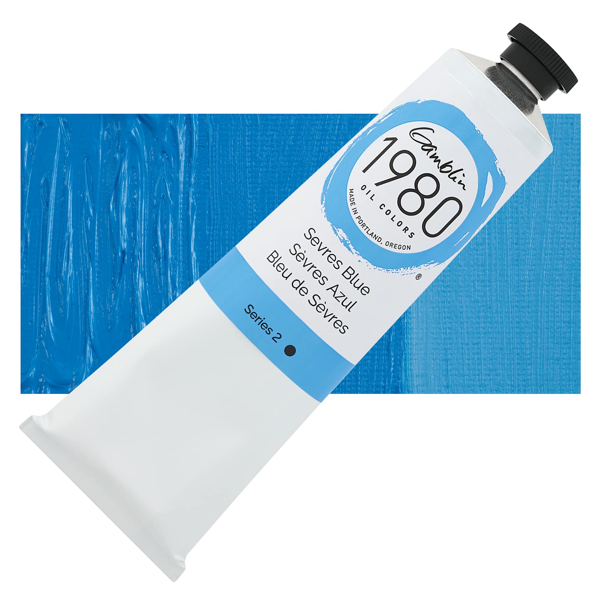 Gamblin 1980 Oils - Sevres Blue, 150 ml tube and swatch