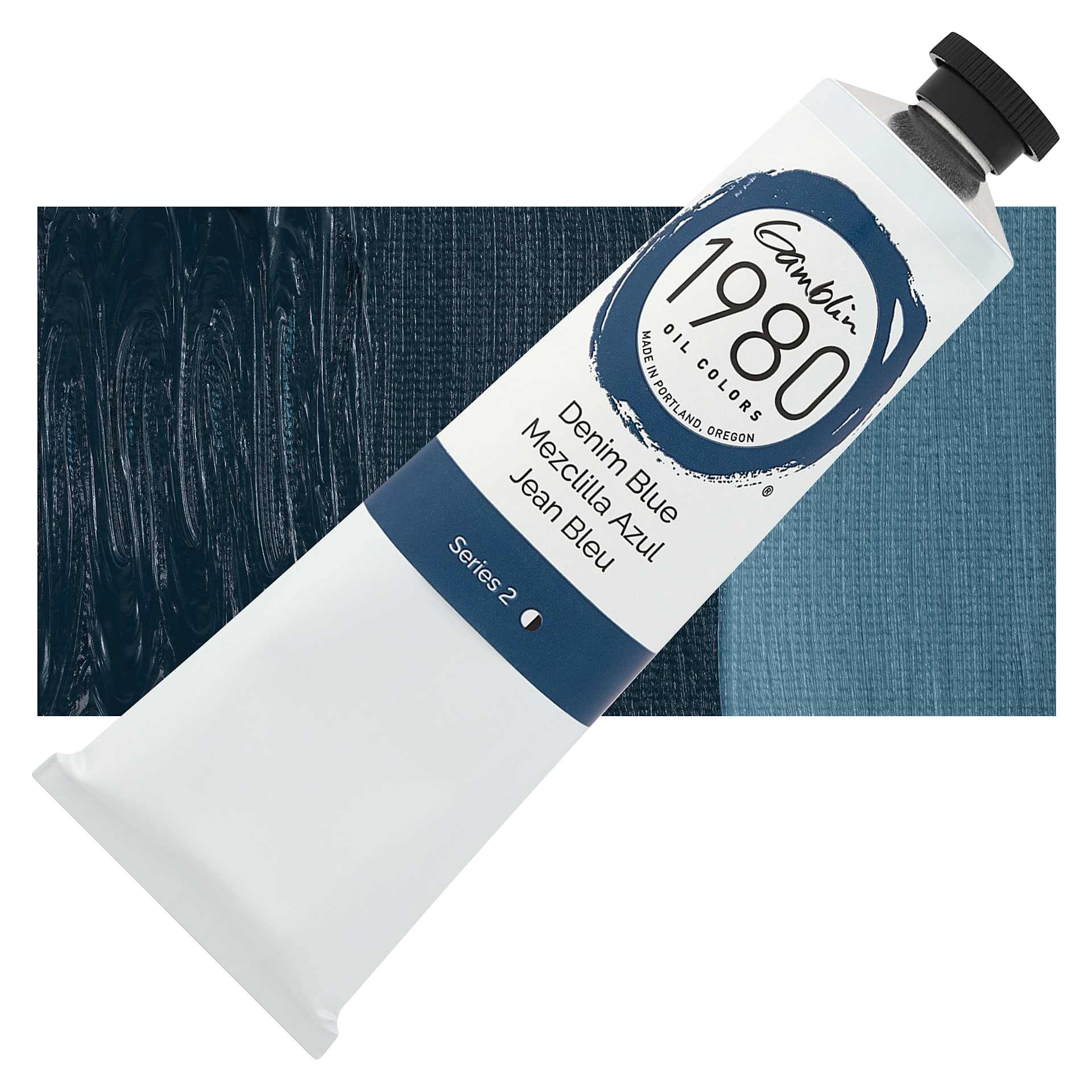 Gamblin 1980 Oils - Denim Blue, 150 ml tube and swatch