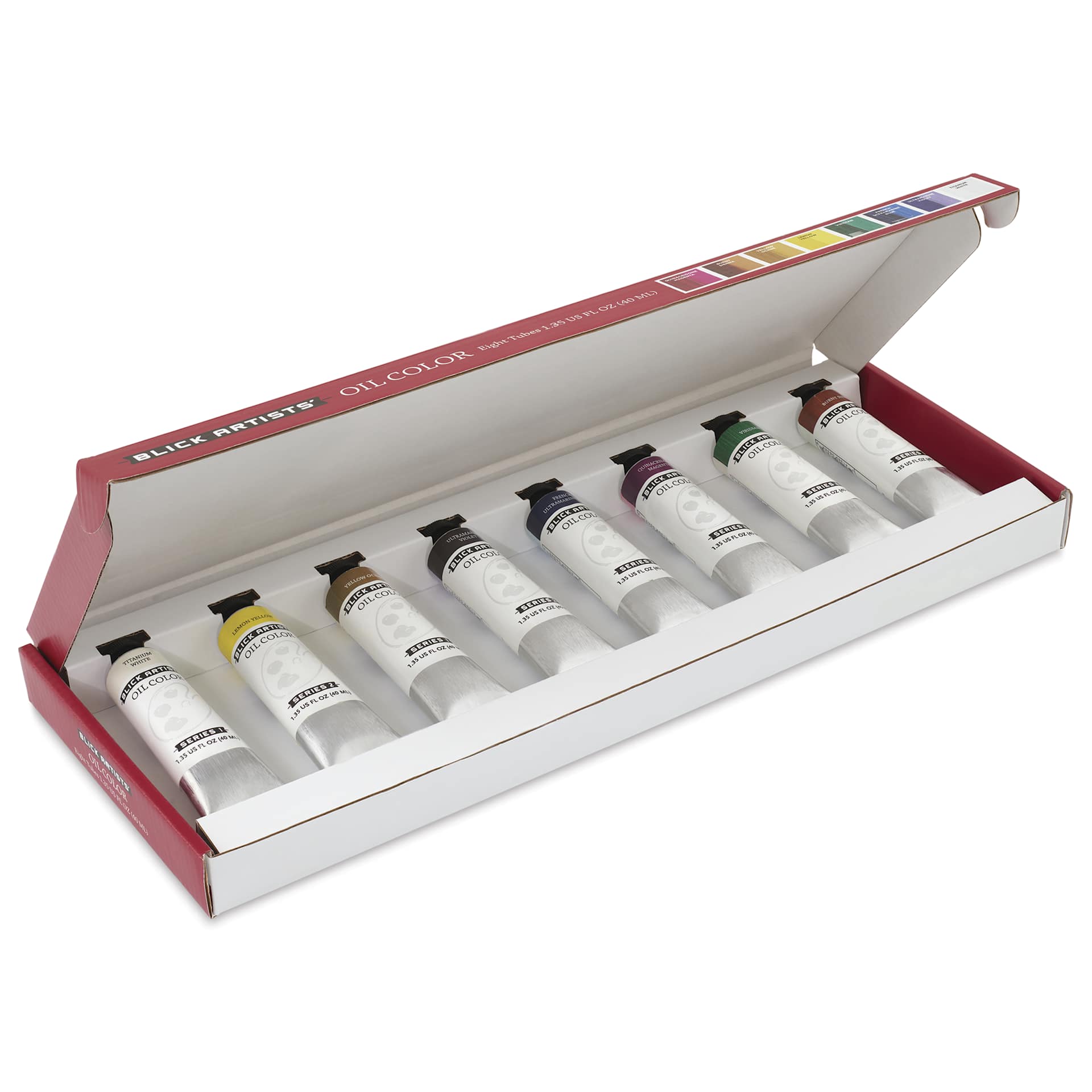 Blick Artists' Oil Color - Set of 8 colors, 40 ml tubes, open packaging