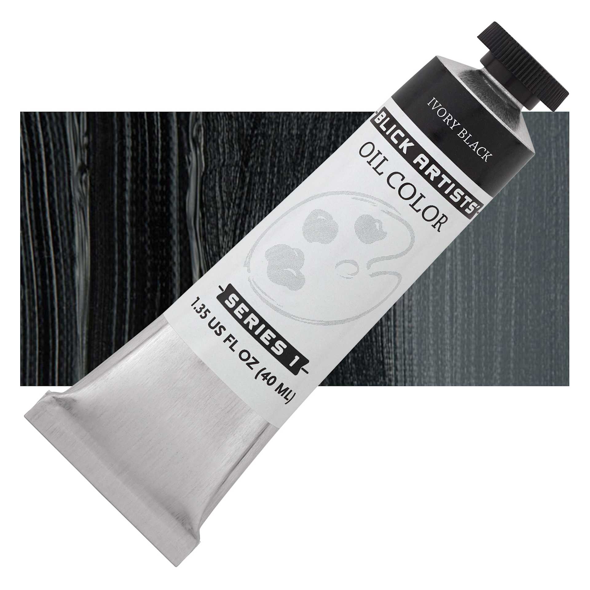 Blick Artists' Oil Paint - Ivory Black, 40 ml tube and swatch
