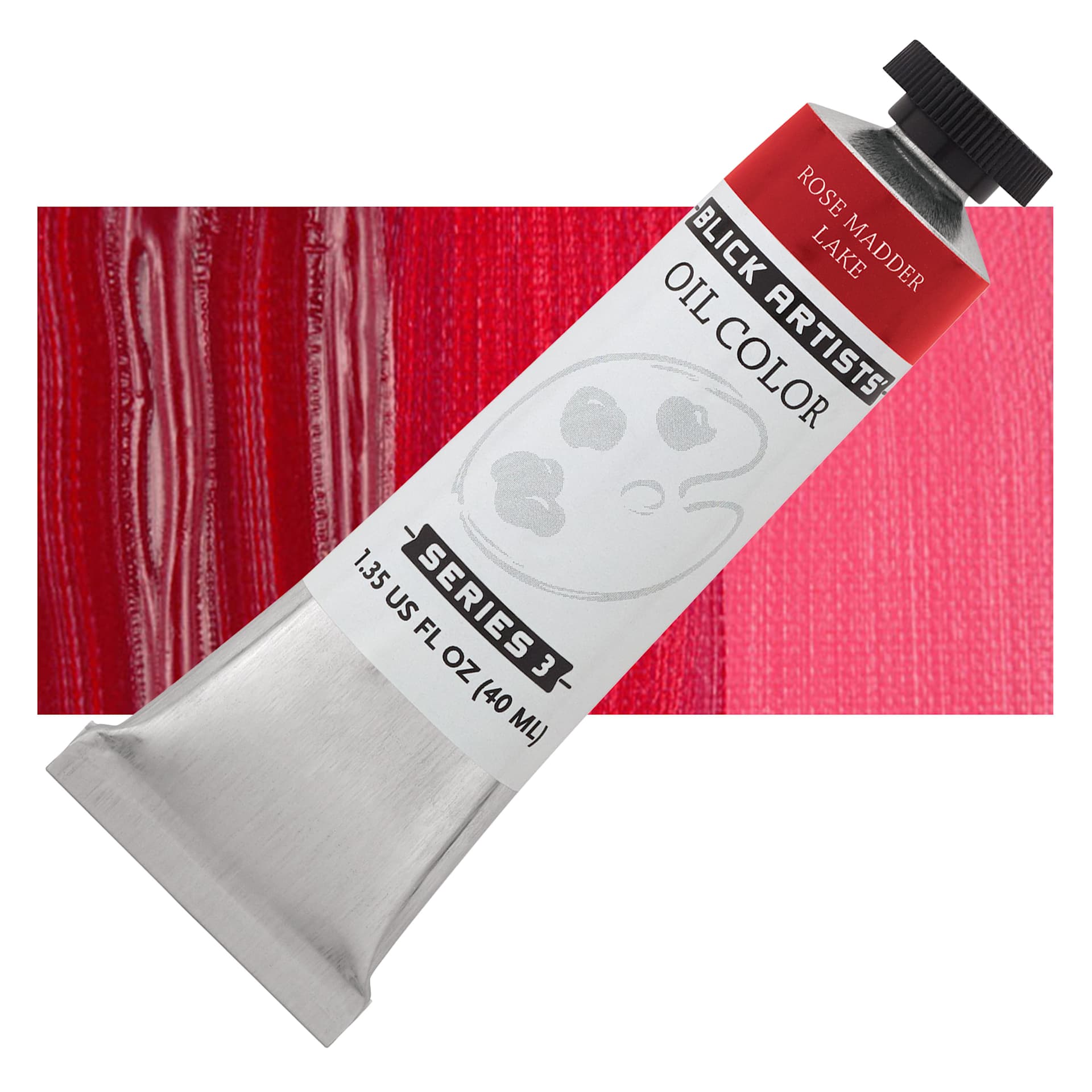 Blick Artists' Oil Paint - Rose Madder Lake, 40 ml tube and swatch