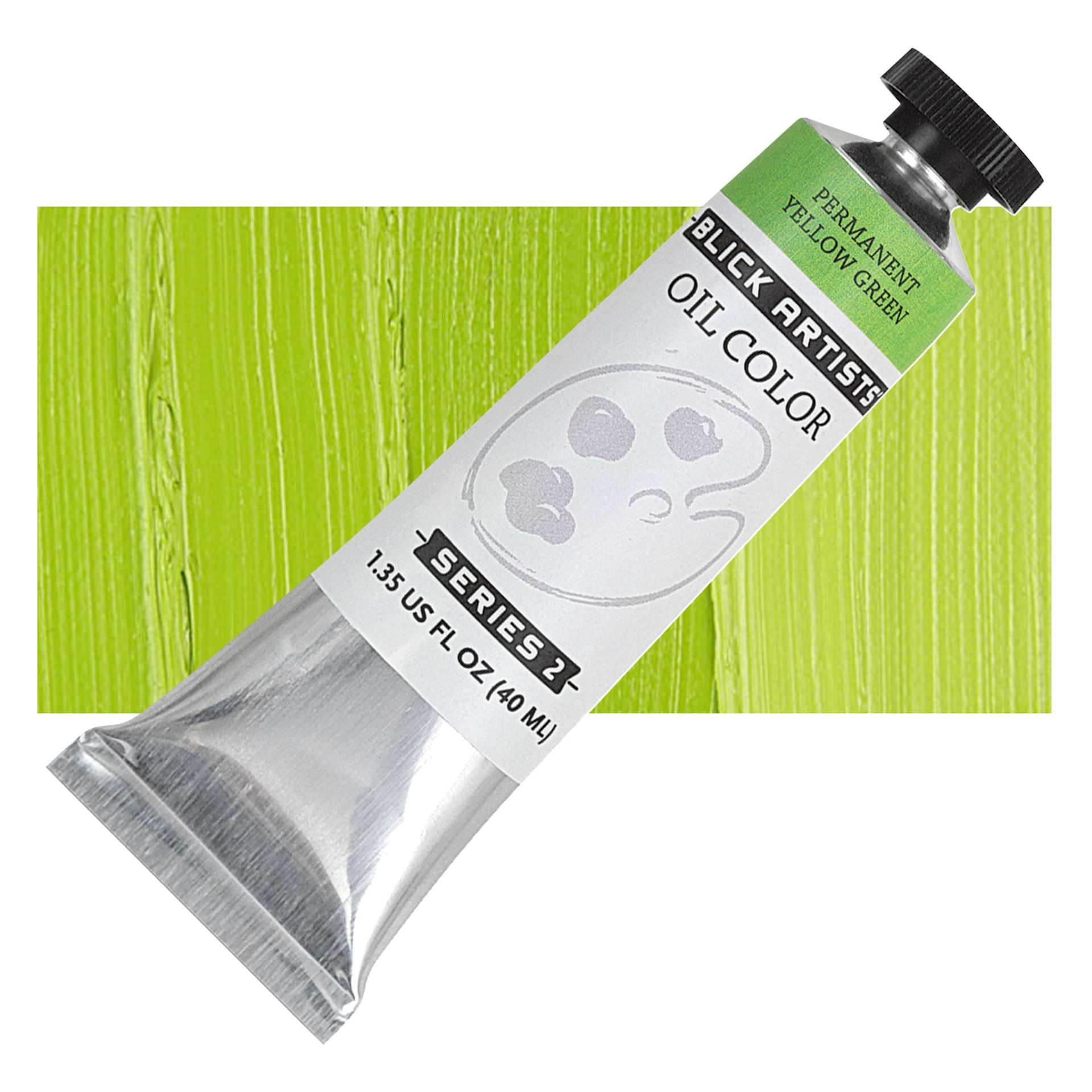 Blick Artists' Oil Paint - Permanent Yellow Green, 40 ml tube and swatch