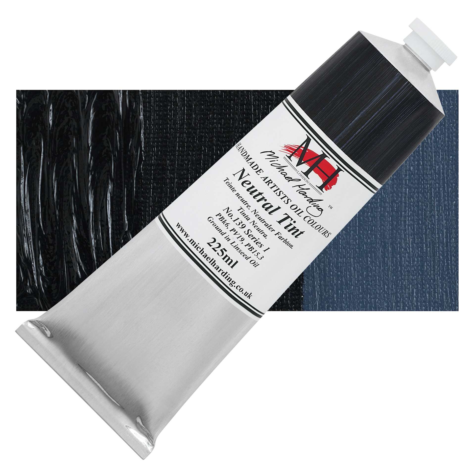 Michael Harding Artists Oil Color - Neutral Tint, 225 ml tube and swatch