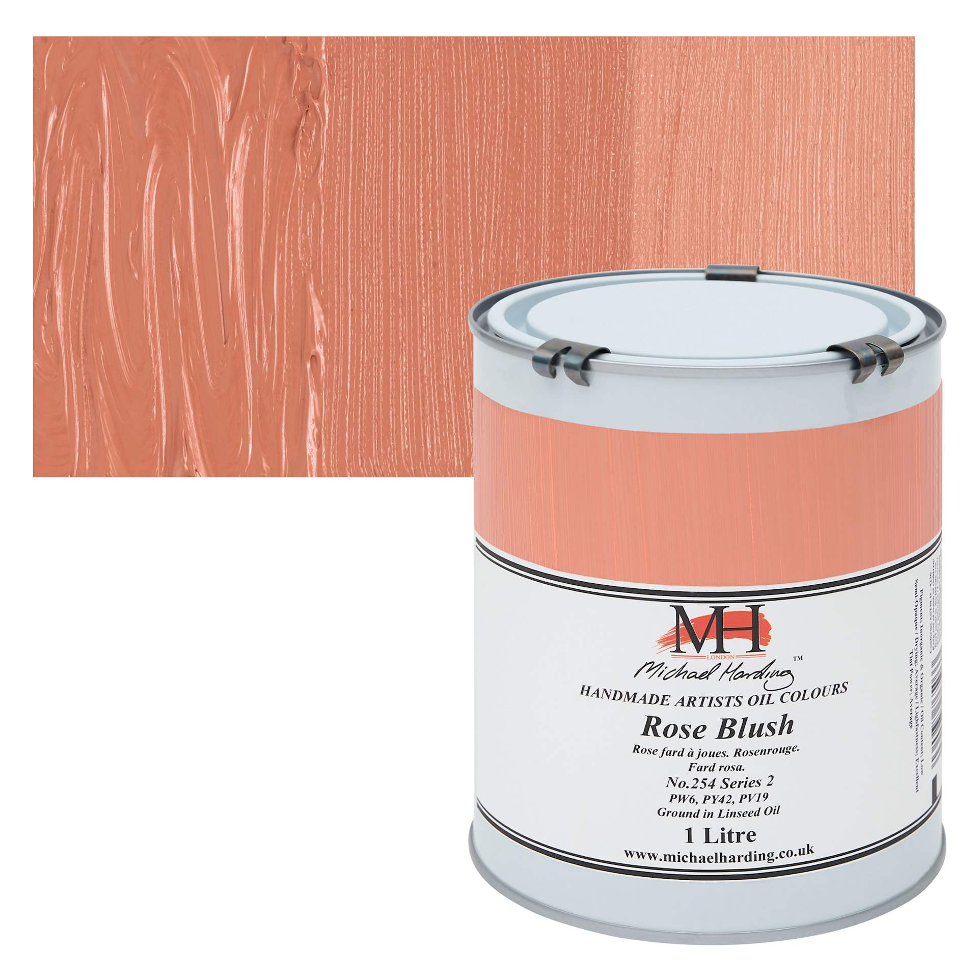 Michael Harding Artists Oil Color - Rose Blush, 1 Liter can and swatch