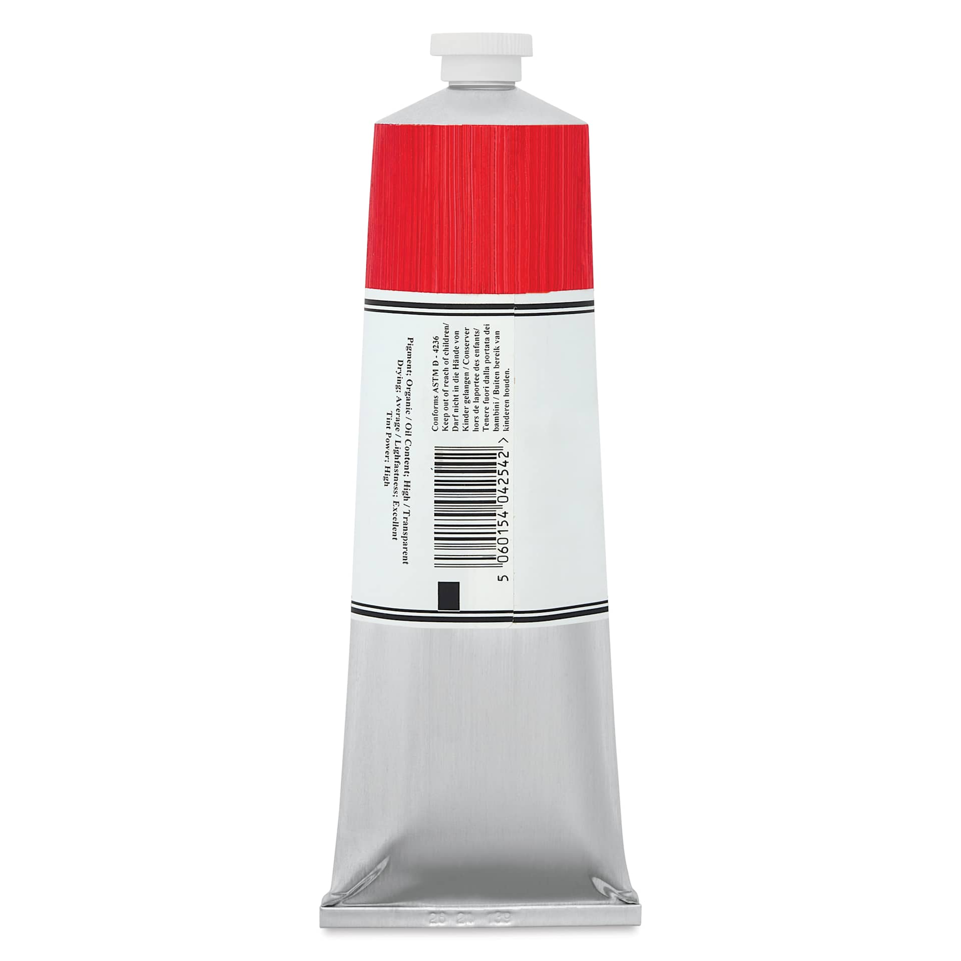 Michael Harding Artists Oil Color - Quinacridone Coral, back of 225 ml tube