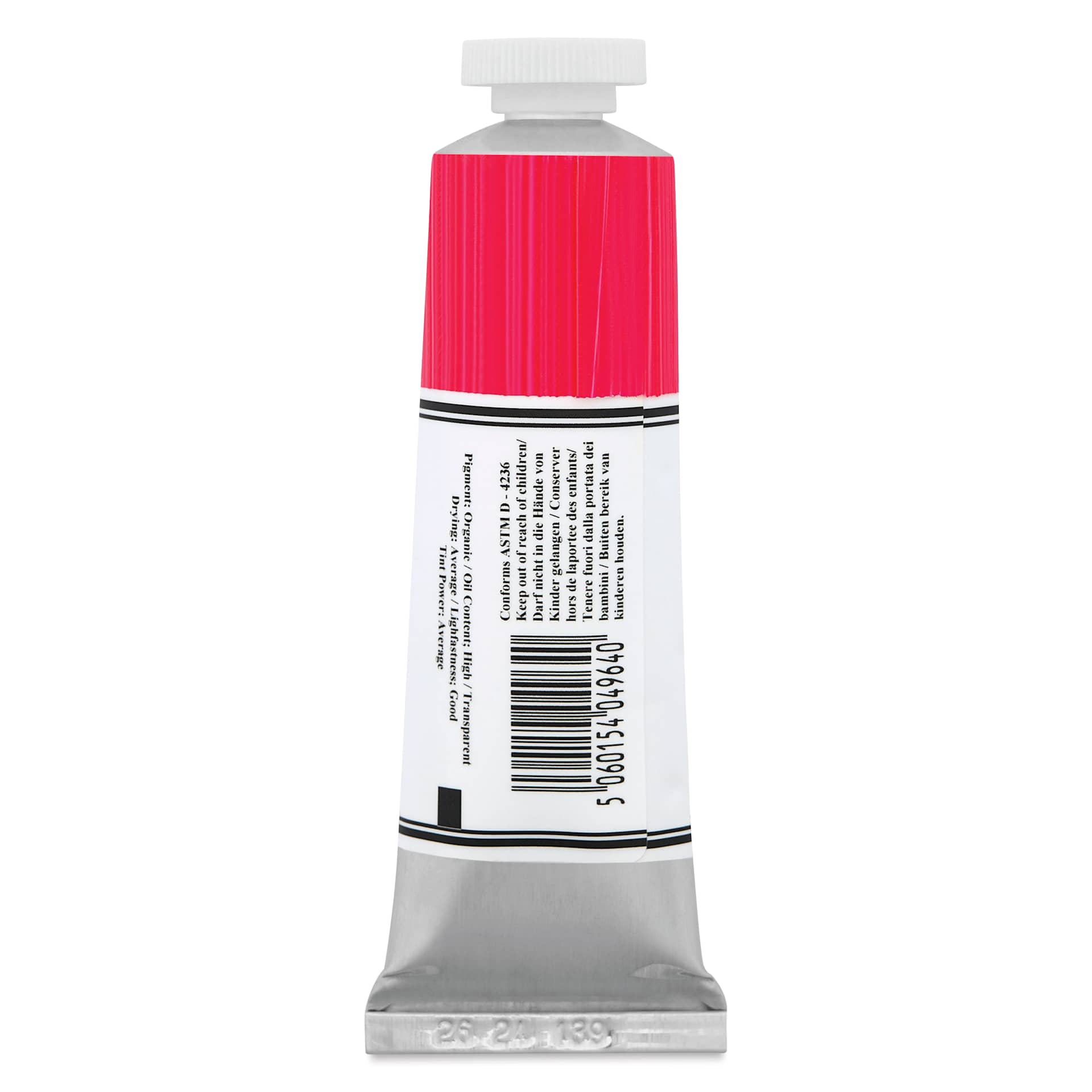 Michael Harding Artists Oil Color - Opera Rose, back of 40 ml tube