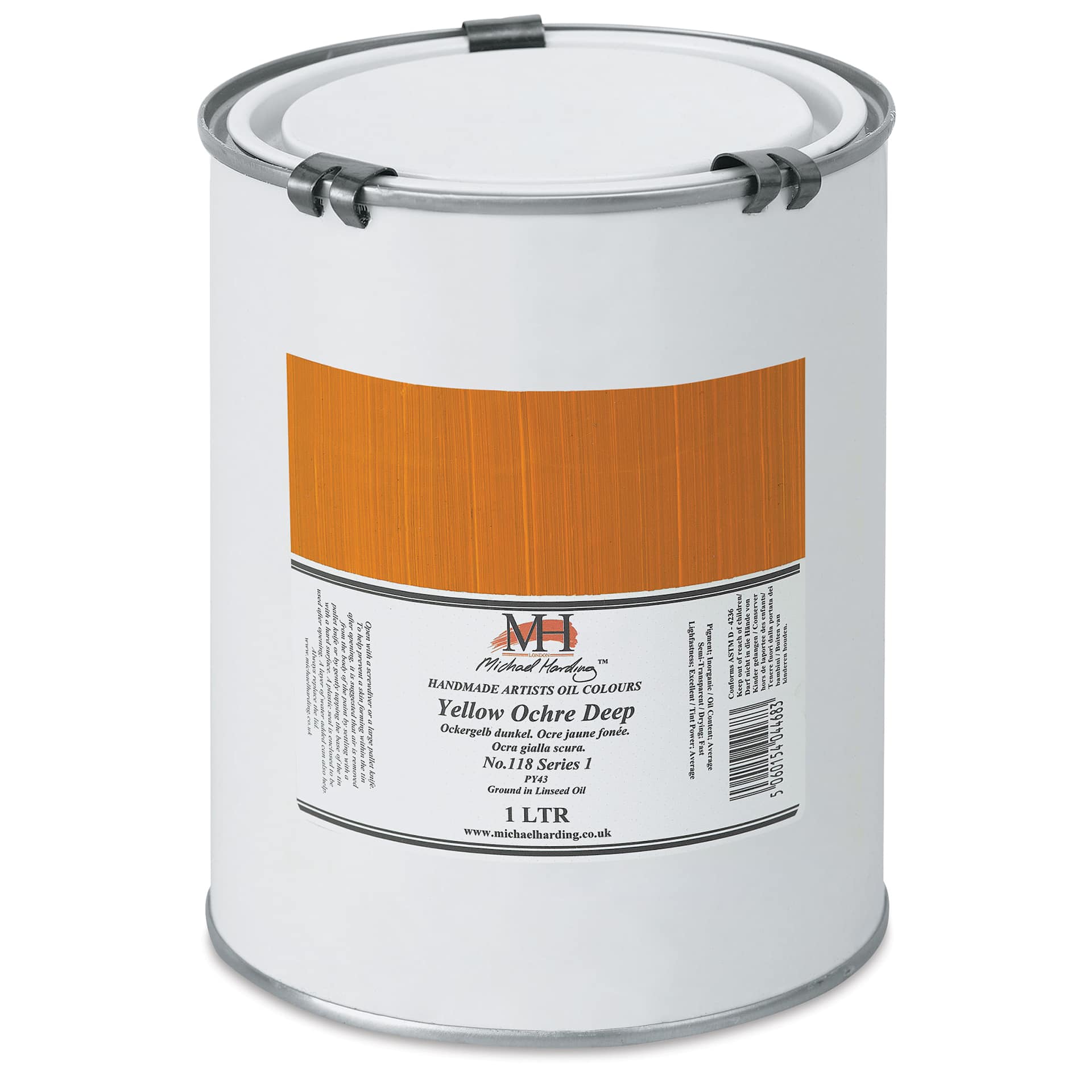 Michael Harding Artists Oil Color - Yellow Ochre Deep, 1 Liter