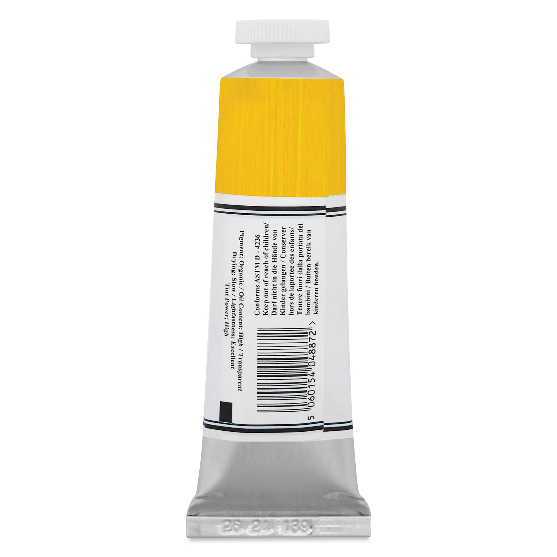 Michael Harding Artists Oil Color - Yellow Benzimidazolone, back of 40 ml tube