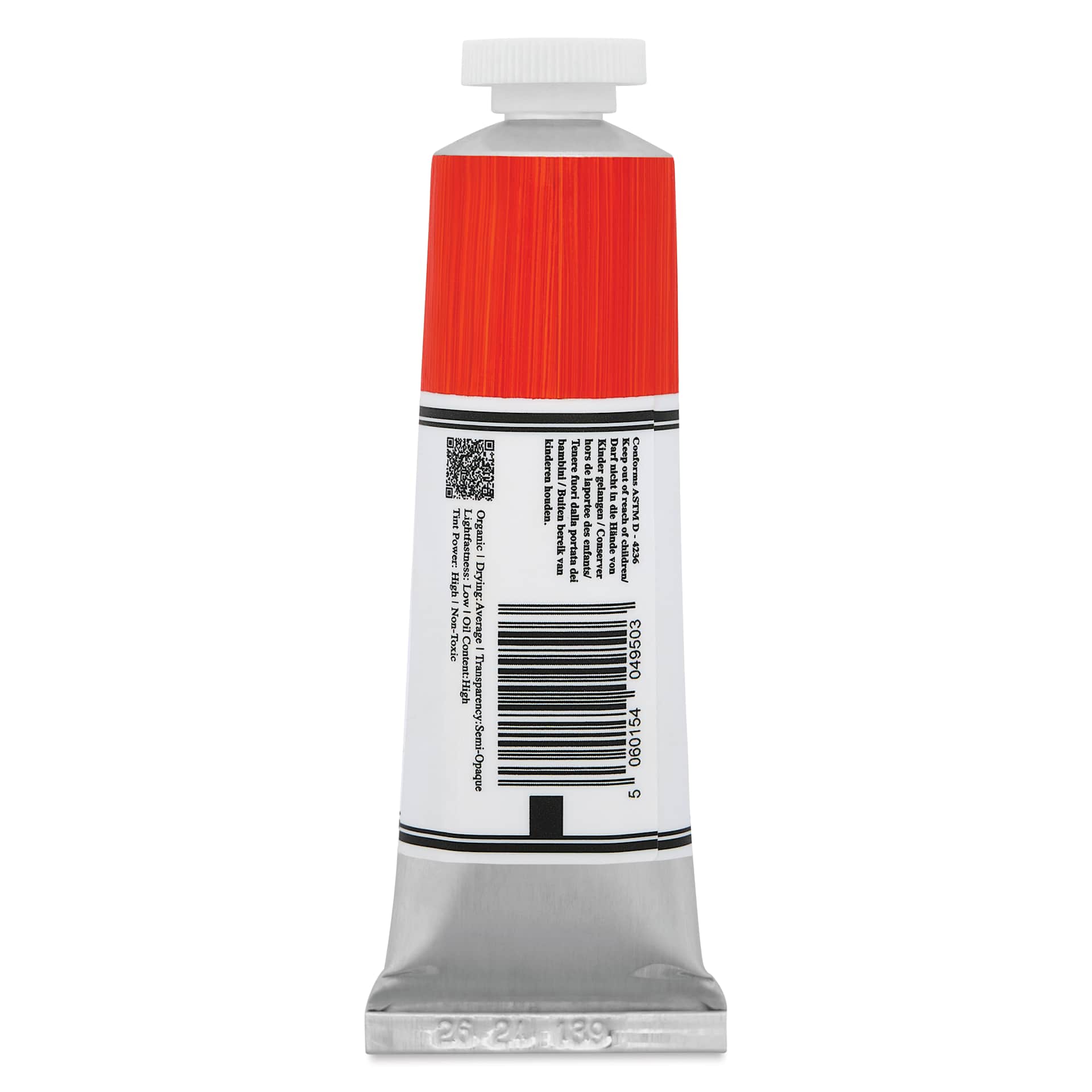 Michael Harding Artists Oil Color - Orange Sunset, back of 40 ml tube