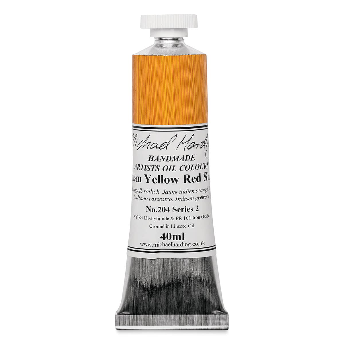 Michael Harding Artists Oil Color - Indian Yellow Red Shade, 40 ml tube