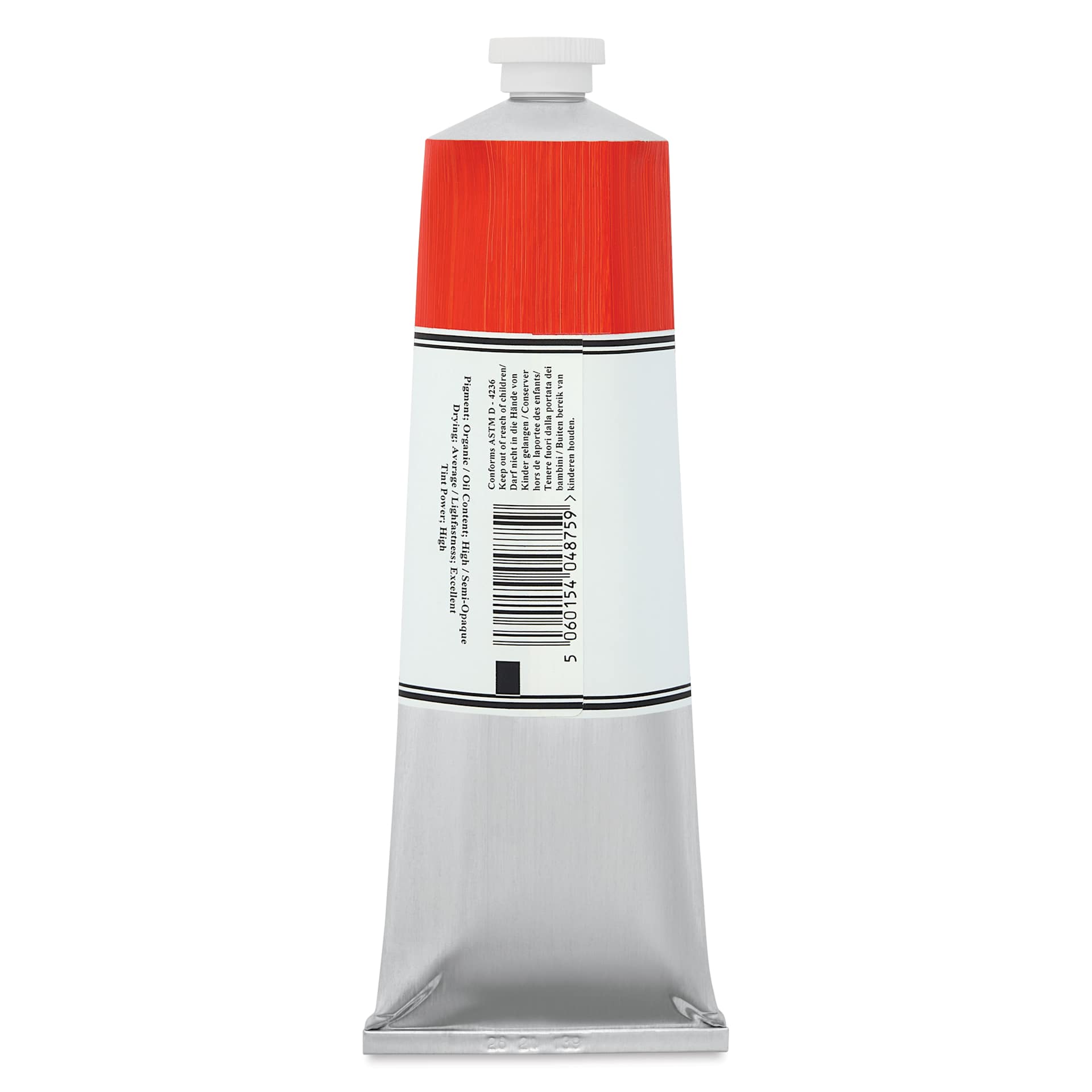 Michael Harding Artists Oil Color - Orange Benzimidazolone, back of 225 ml tube