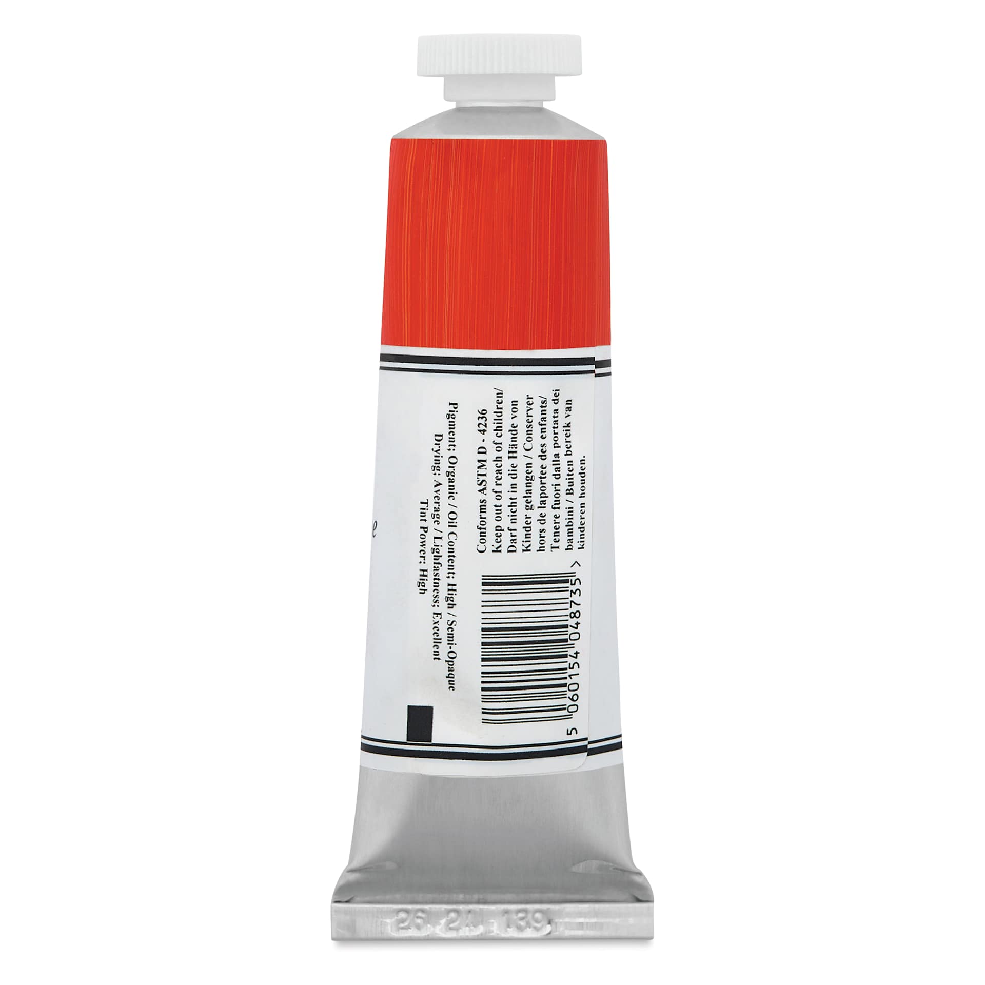 Michael Harding Artists Oil Color - Orange Benzimidazolone, back of 40 ml tube