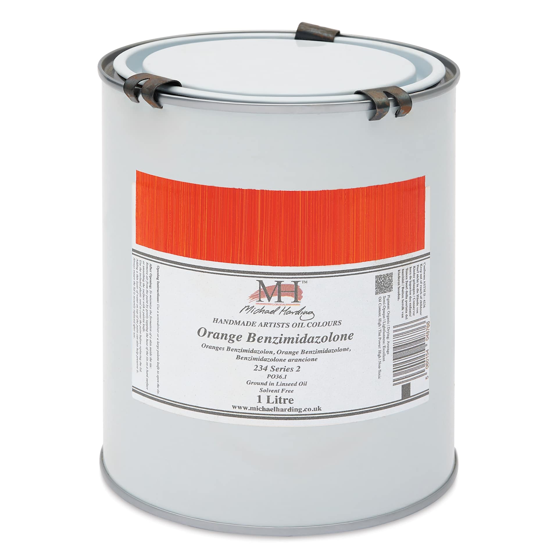 Michael Harding Artists Oil Color - Orange Benzimidazolone, 1 Liter