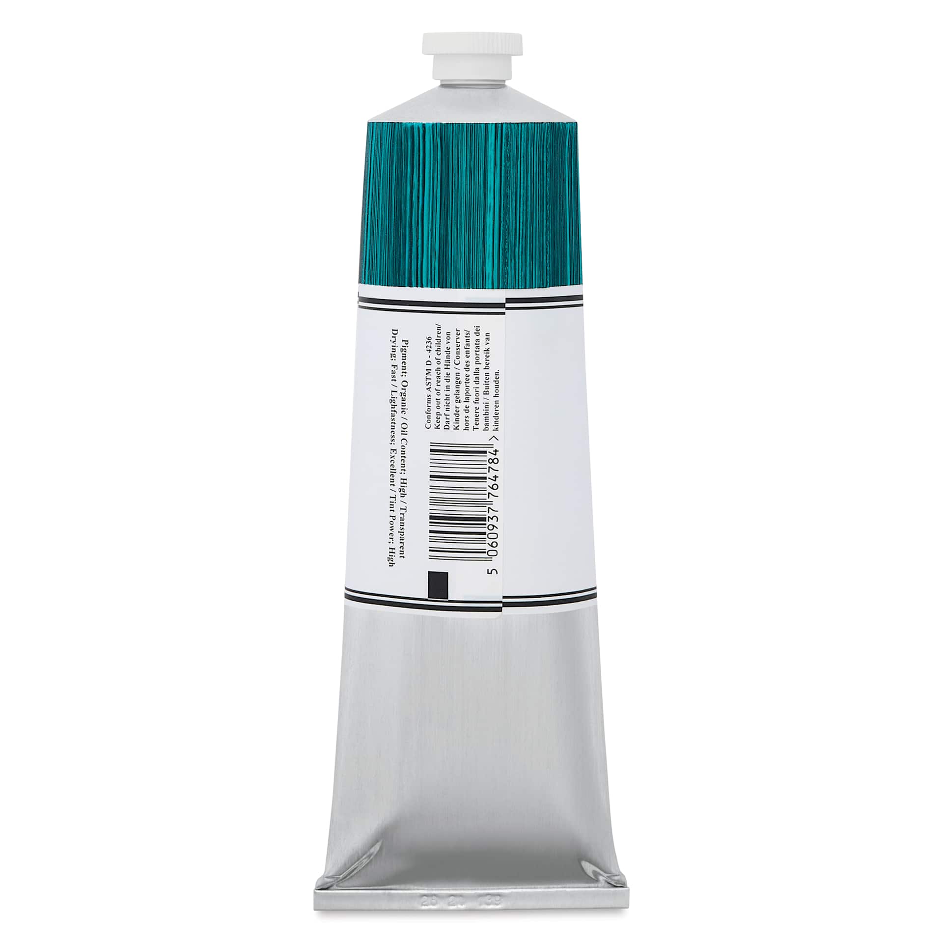 Michael Harding Artists Oil Color - Aqua Green, back of 225 ml tube