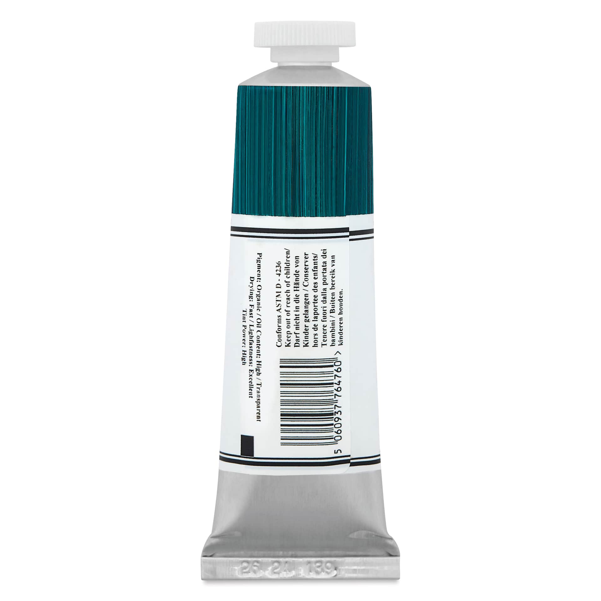 Michael Harding Artists Oil Color - Aqua Green, back of 40 ml tube