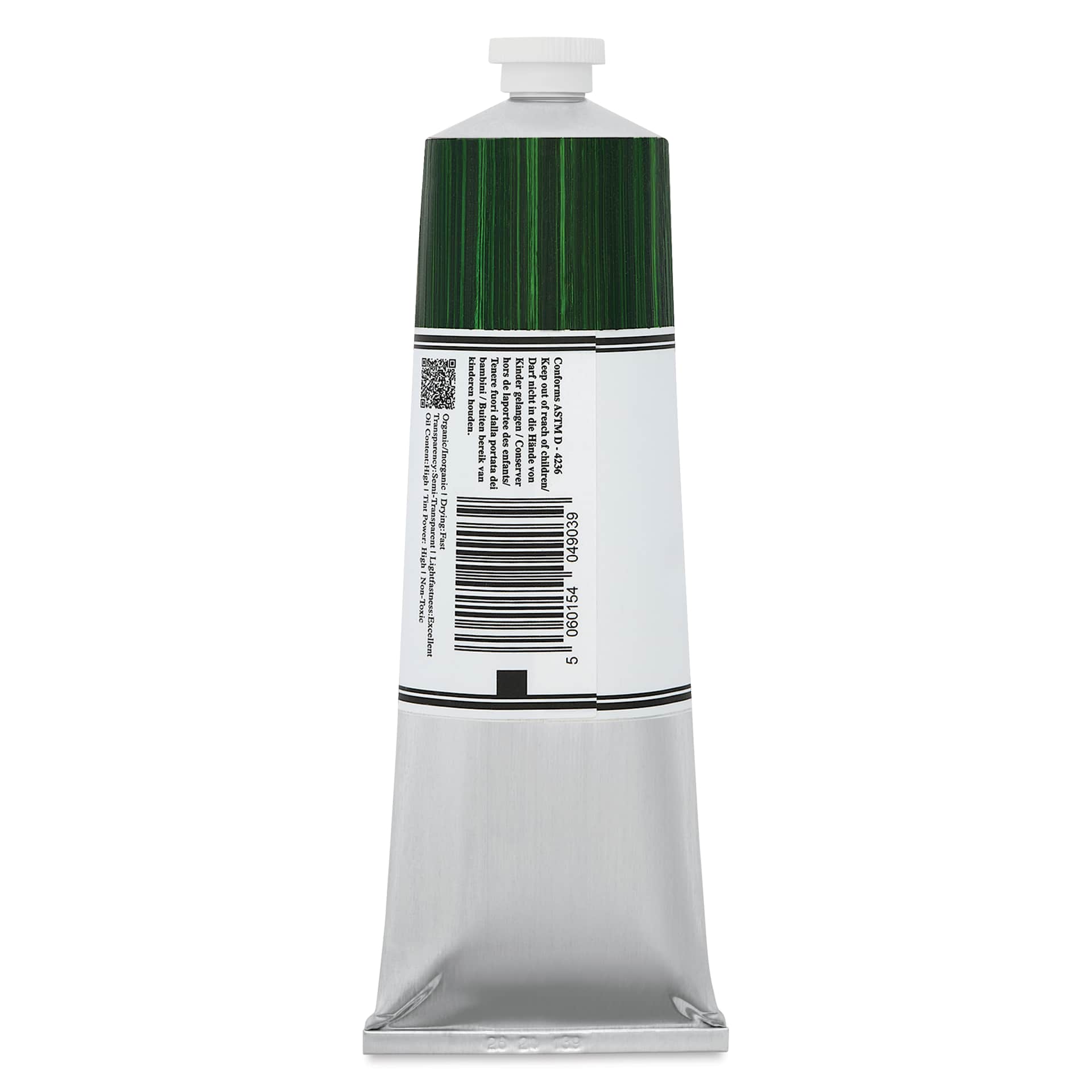 Michael Harding Artists Oil Color - Hookers Green, back of 225 ml tube