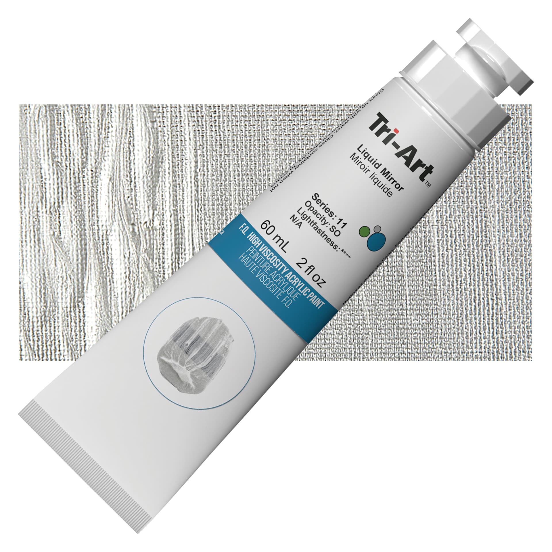 Tri-Art High Viscosity Artist Acrylic - Liquid Mirror, 60 ml tube and swatch