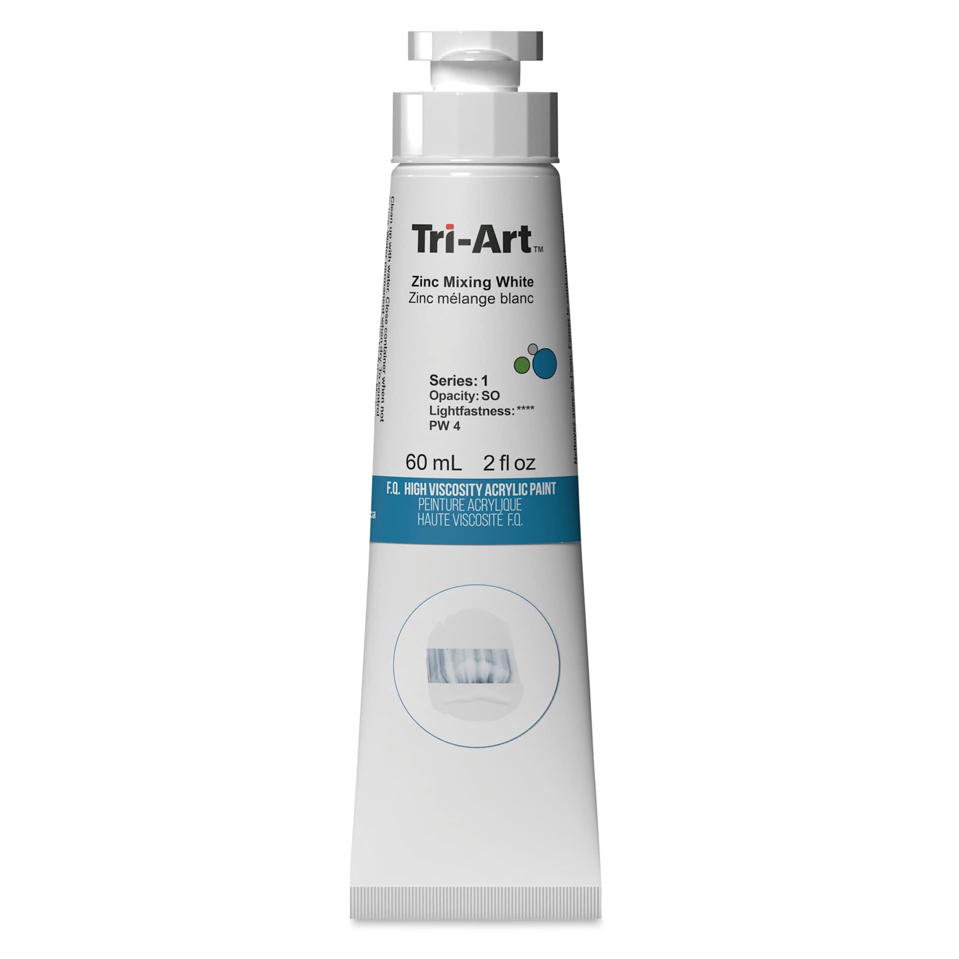 Tri-Art High Viscosity Artist Acrylic - Zinc Mixing White, 60 ml tube