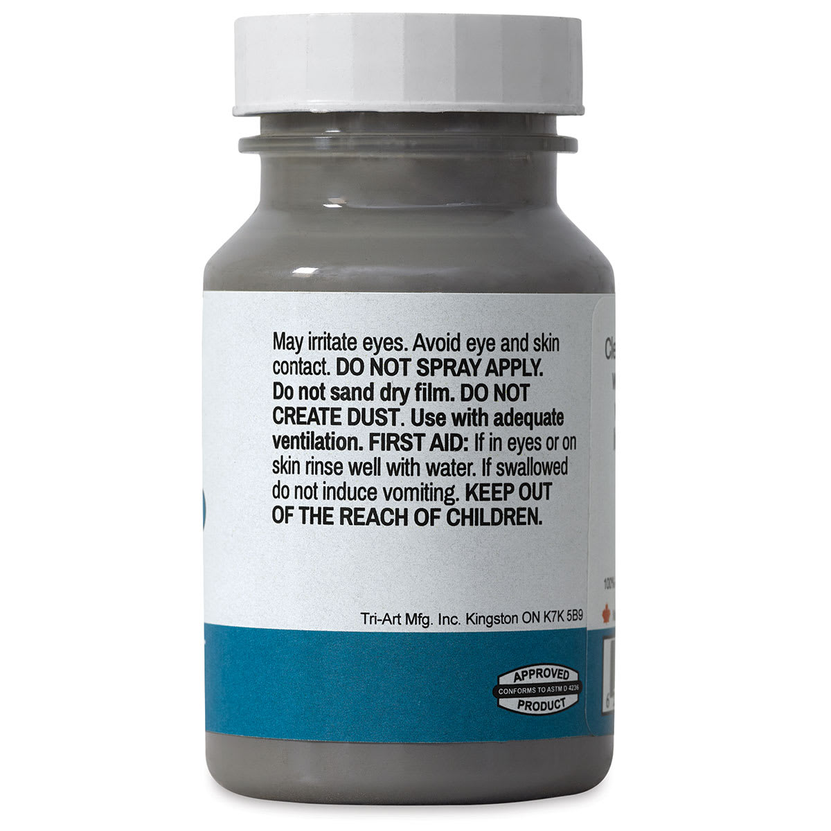 Tri-Art High Viscosity Artist Acrylic - Neutral Gray, 120 ml jar side view