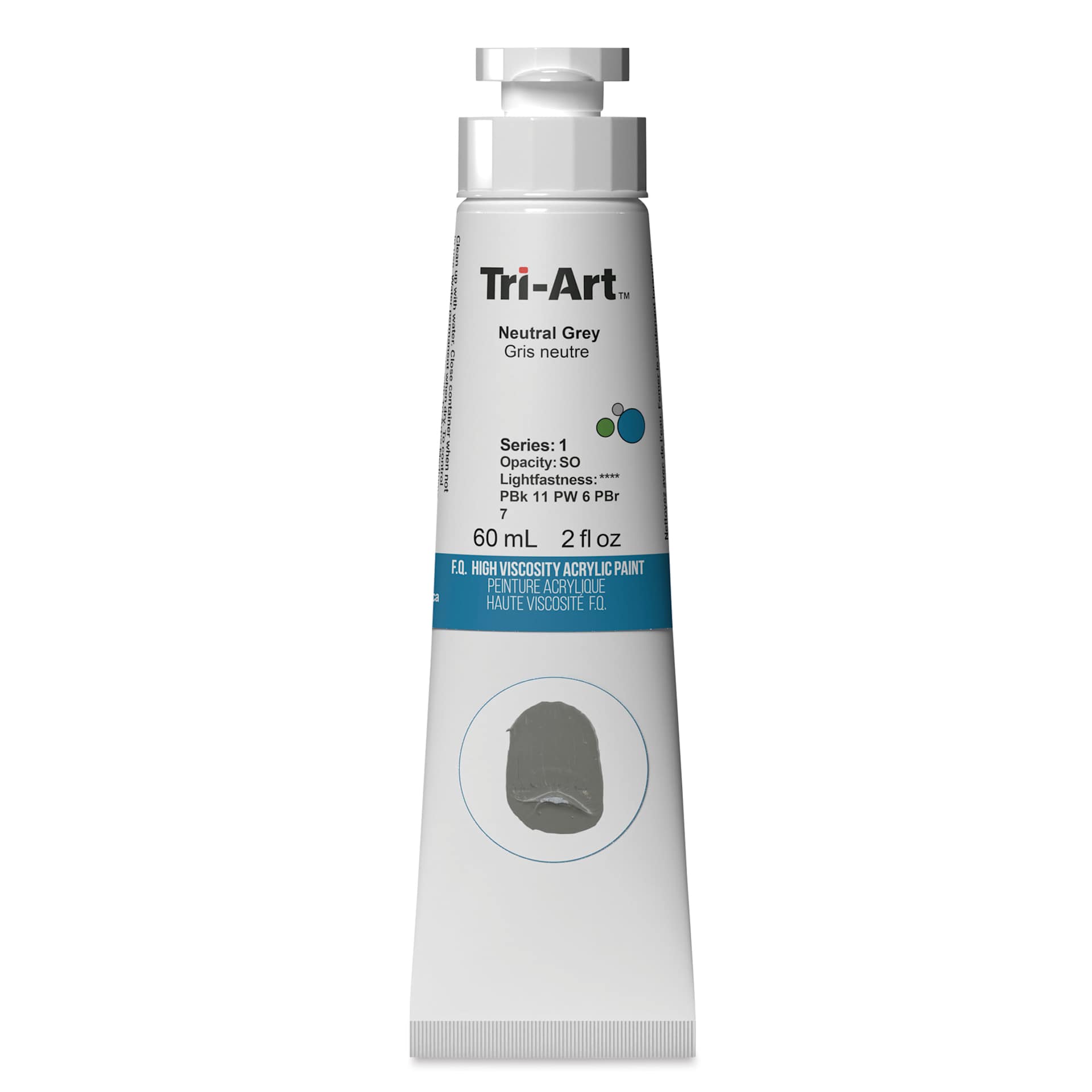 Tri-Art High Viscosity Artist Acrylic - Neutral Gray, 60 ml tube