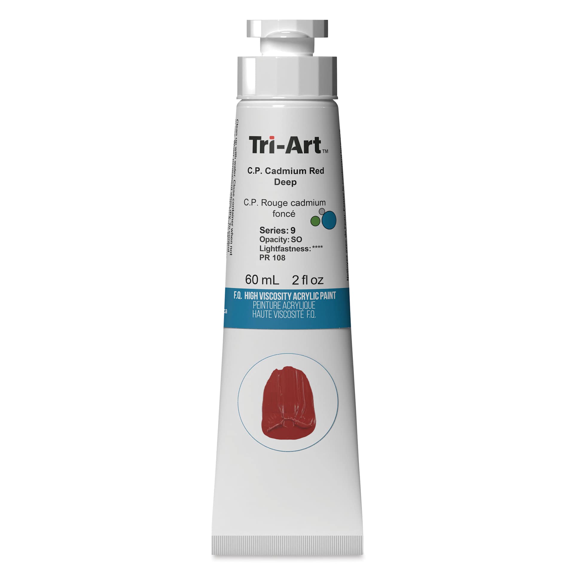 Tri-Art High Viscosity Artist Acrylic - C.P. Cadmium Red Deep, 60 ml tube