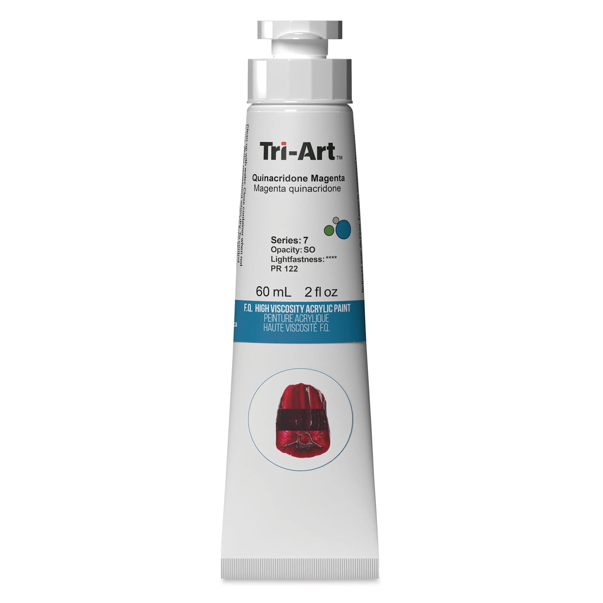Tri-Art High Viscosity Artist Acrylic - Quinacridone Magenta, 60 ml tube