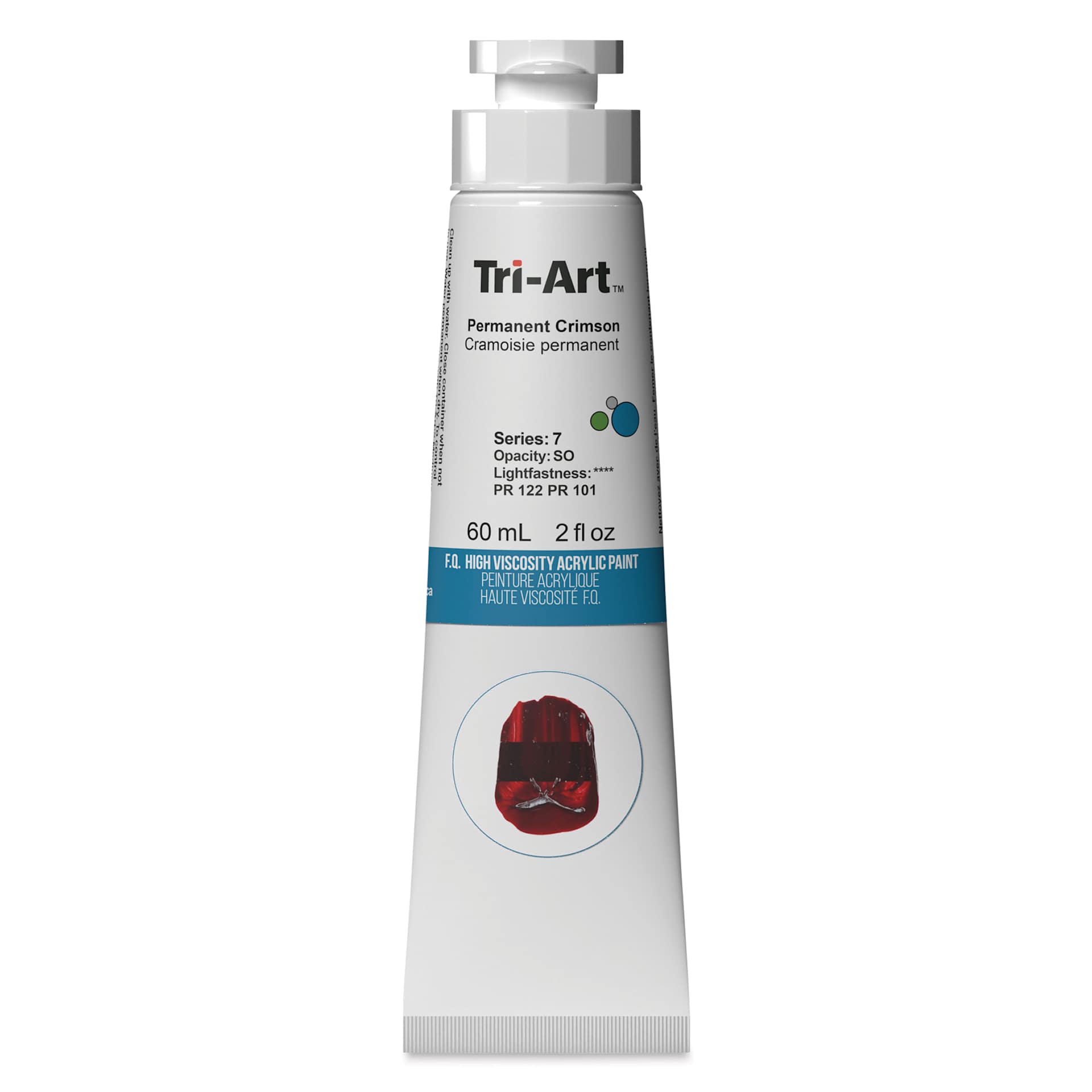 Tri-Art Finest Quality Artist Acrylics - Permanent Crimson, 60 ml tube