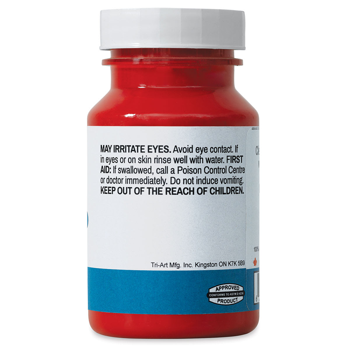 Tri-Art High Viscosity Artist Acrylic - Naphthol Red Medium, 120 ml jar side view