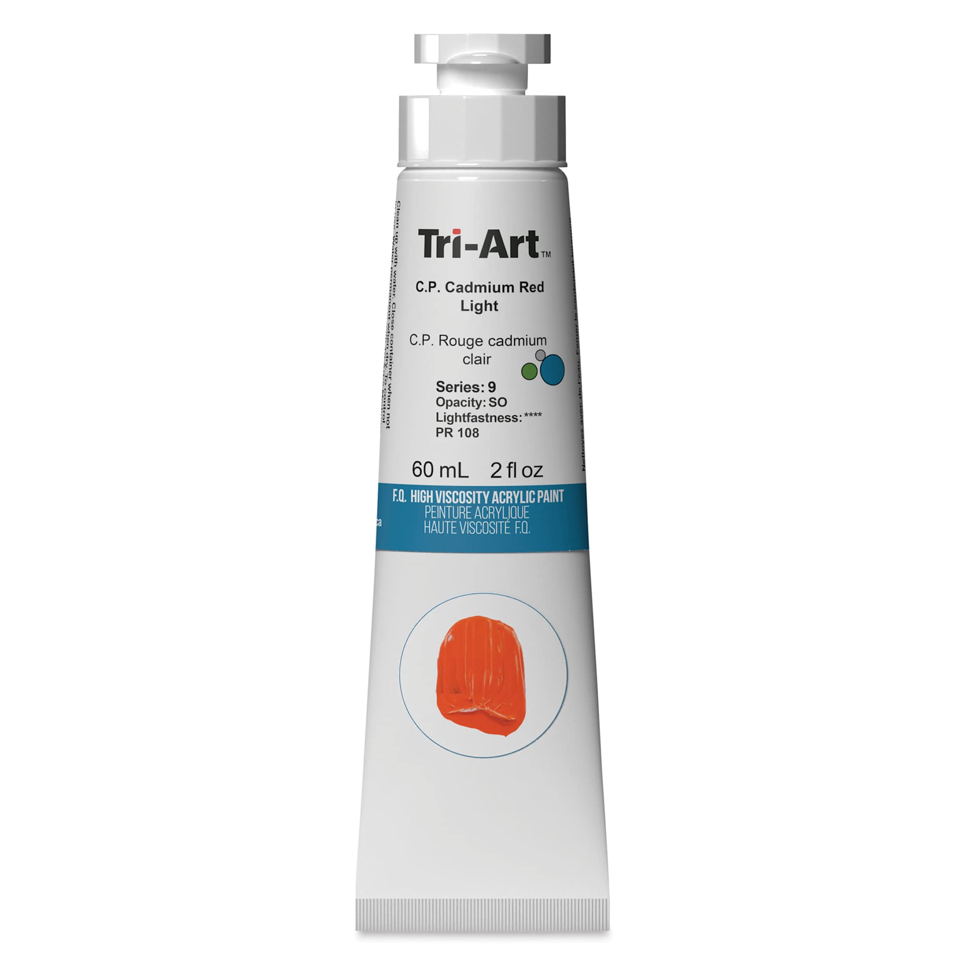 Tri-Art High Viscosity Artist Acrylic - C.P. Cadmium Red Light, 60 ml tube