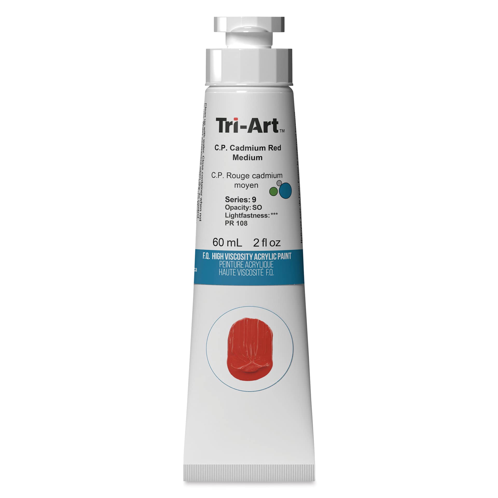 Tri-Art High Viscosity Artist Acrylic - C.P. Cadmium Red Medium, 60 ml tube