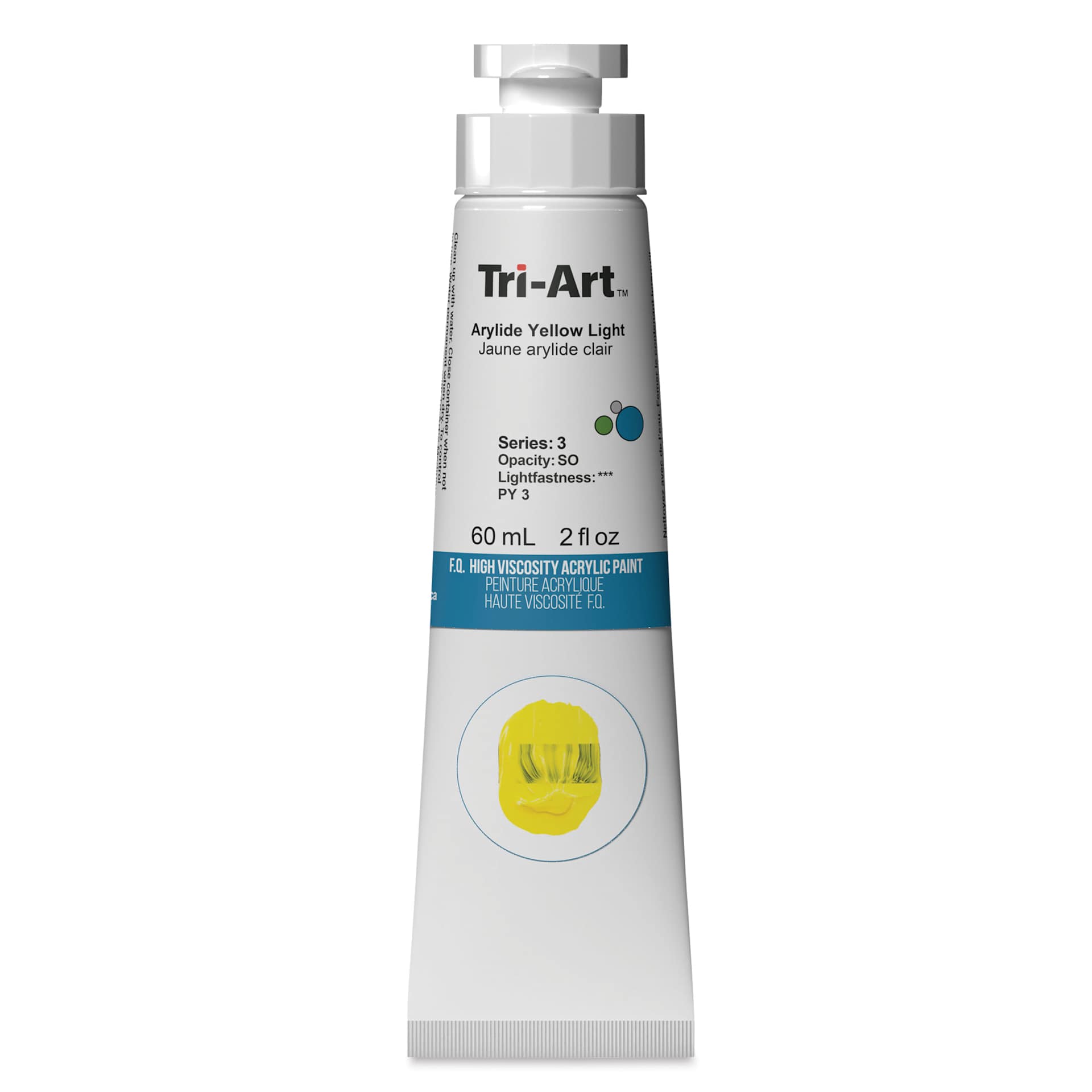 Tri-Art High Viscosity Artist Acrylic - Arylide Yellow Light, 60 ml tube