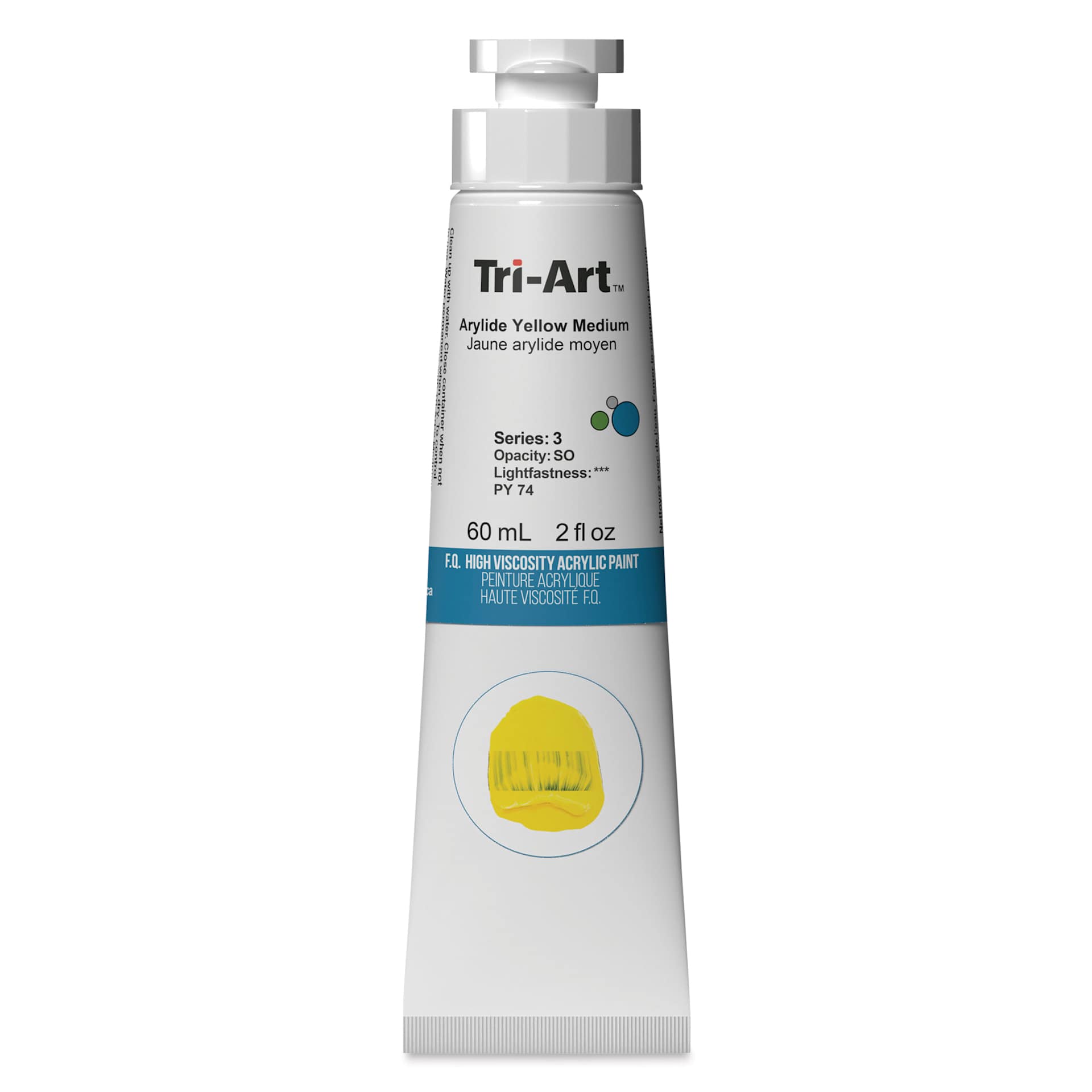 Tri-Art High Viscosity Artist Acrylic - Arylide Yellow Medium, 60 ml tube