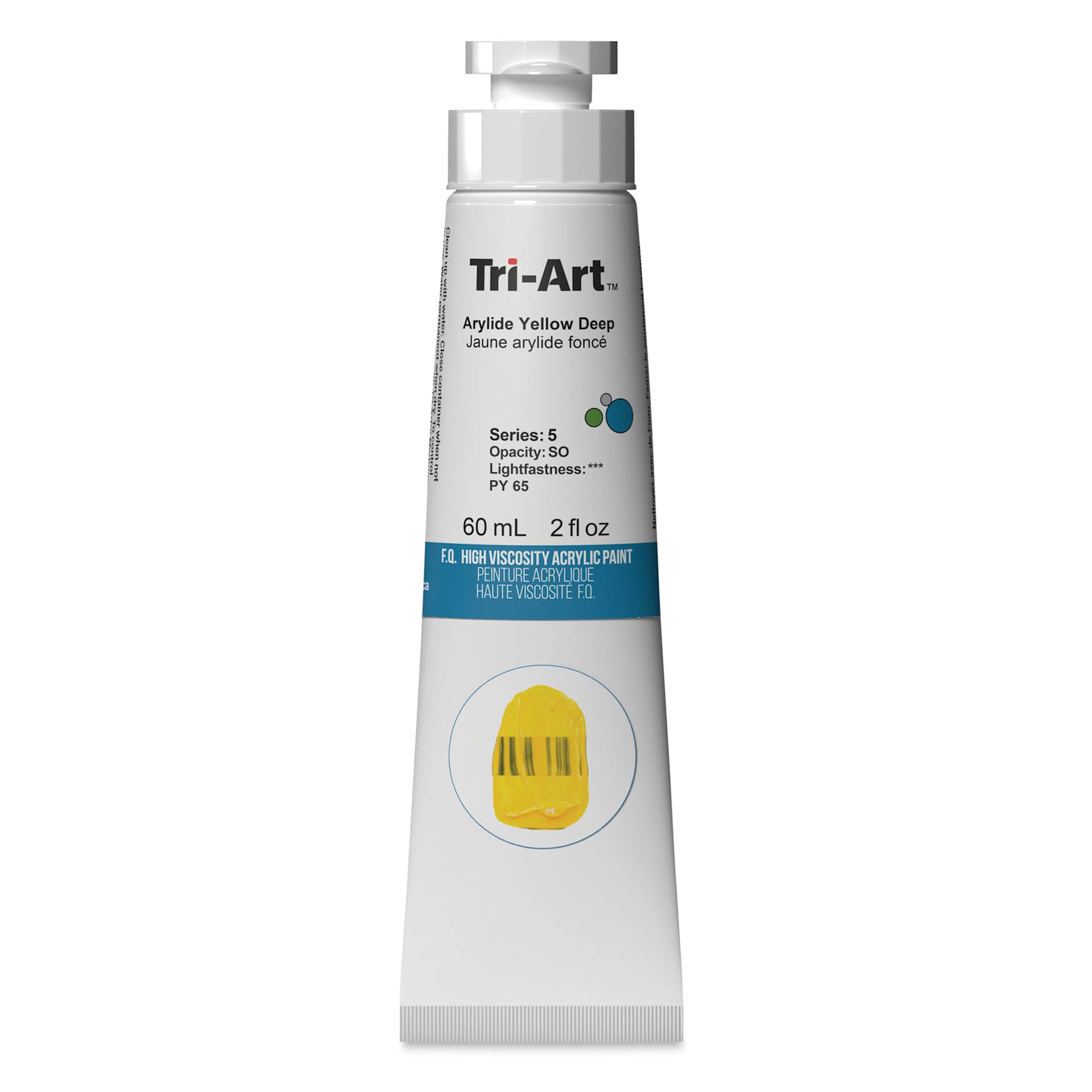 Tri-Art High Viscosity Artist Acrylic - Arylide Yellow Deep, 60 ml tube