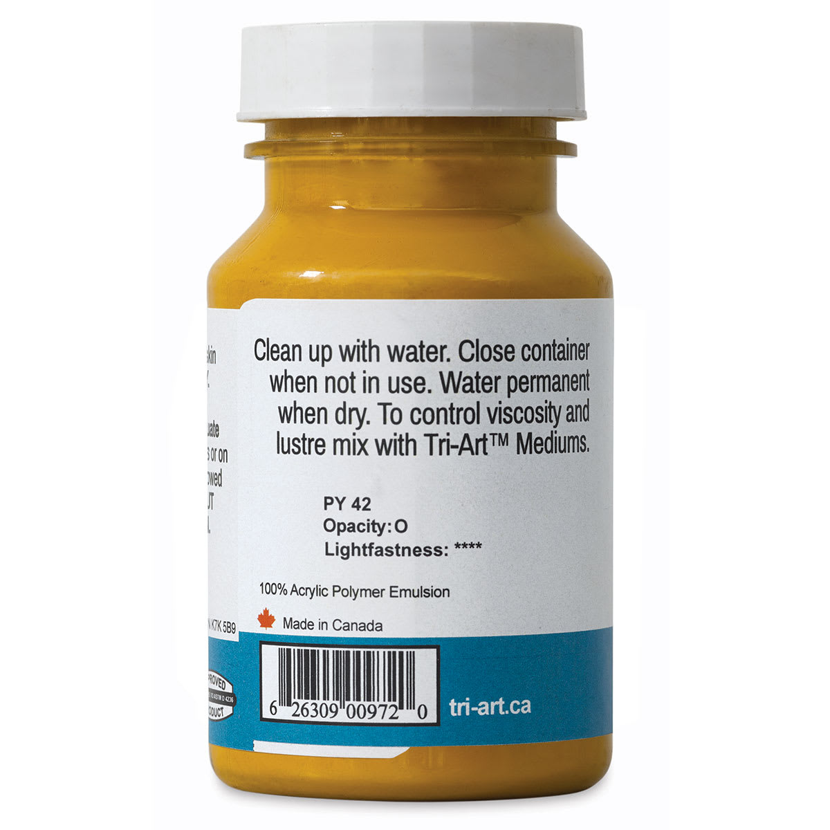 Tri-Art High Viscosity Artist Acrylic - Yellow Oxide, 120 ml jar back