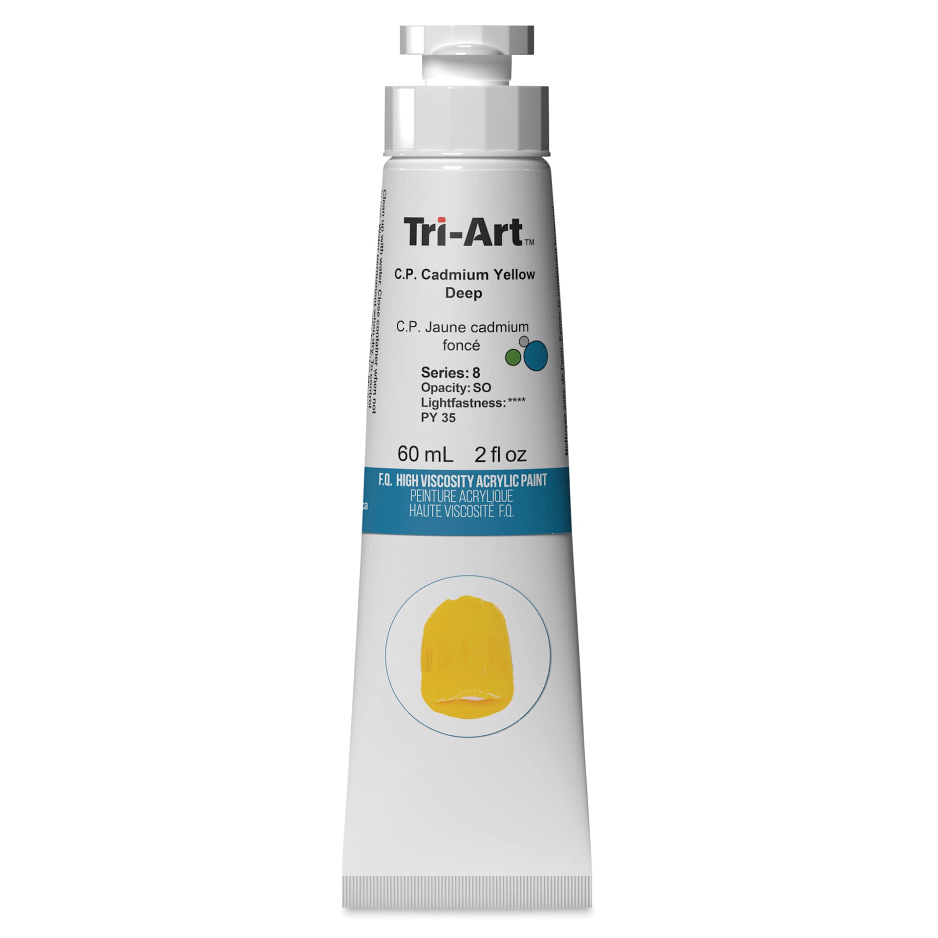 Tri-Art High Viscosity Artist Acrylic - C.P. Cadmium Yellow Deep, 60 ml tube