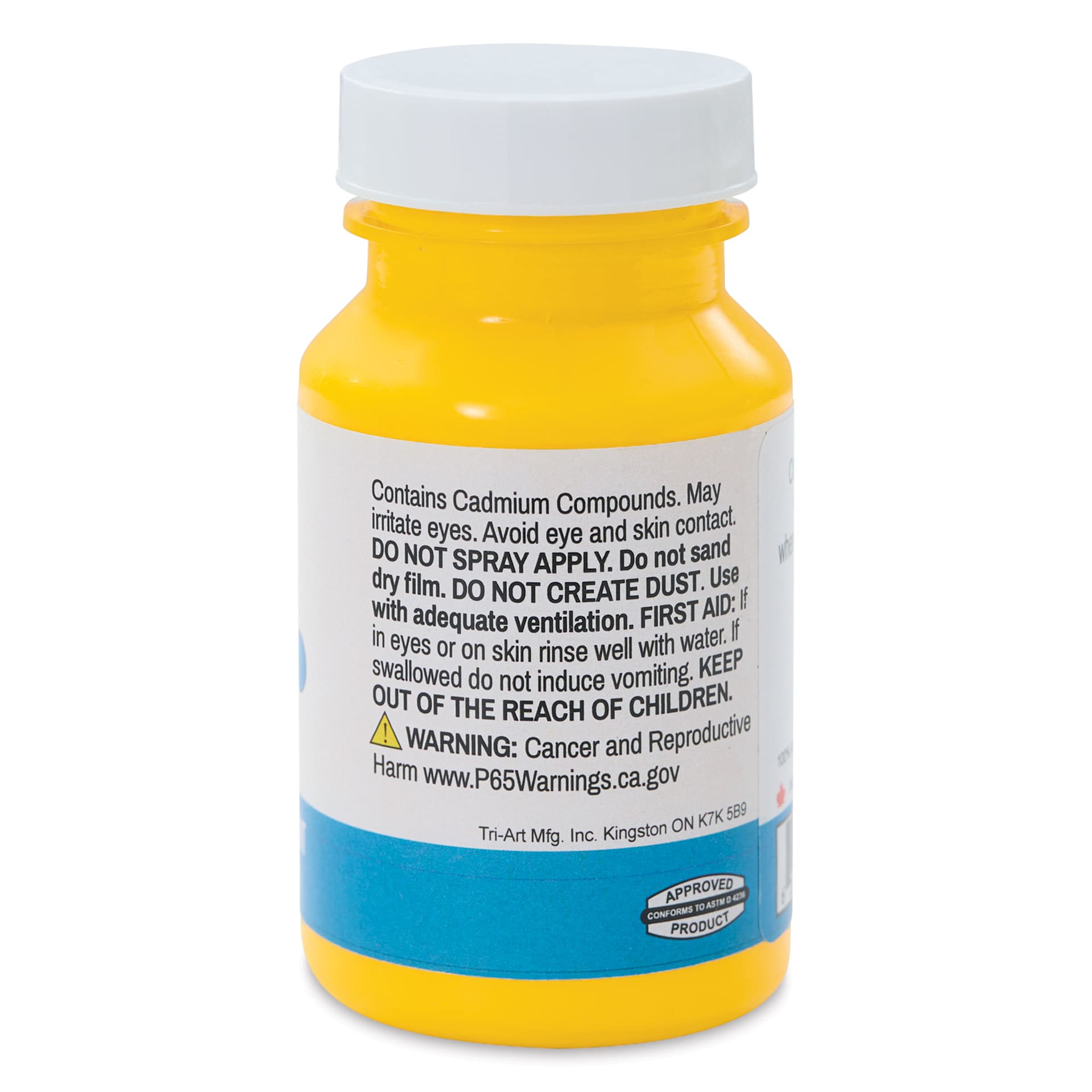 Tri-Art High Viscosity Artist Acrylic - C.P. Cadmium Yellow Medium, 120 ml jar side view