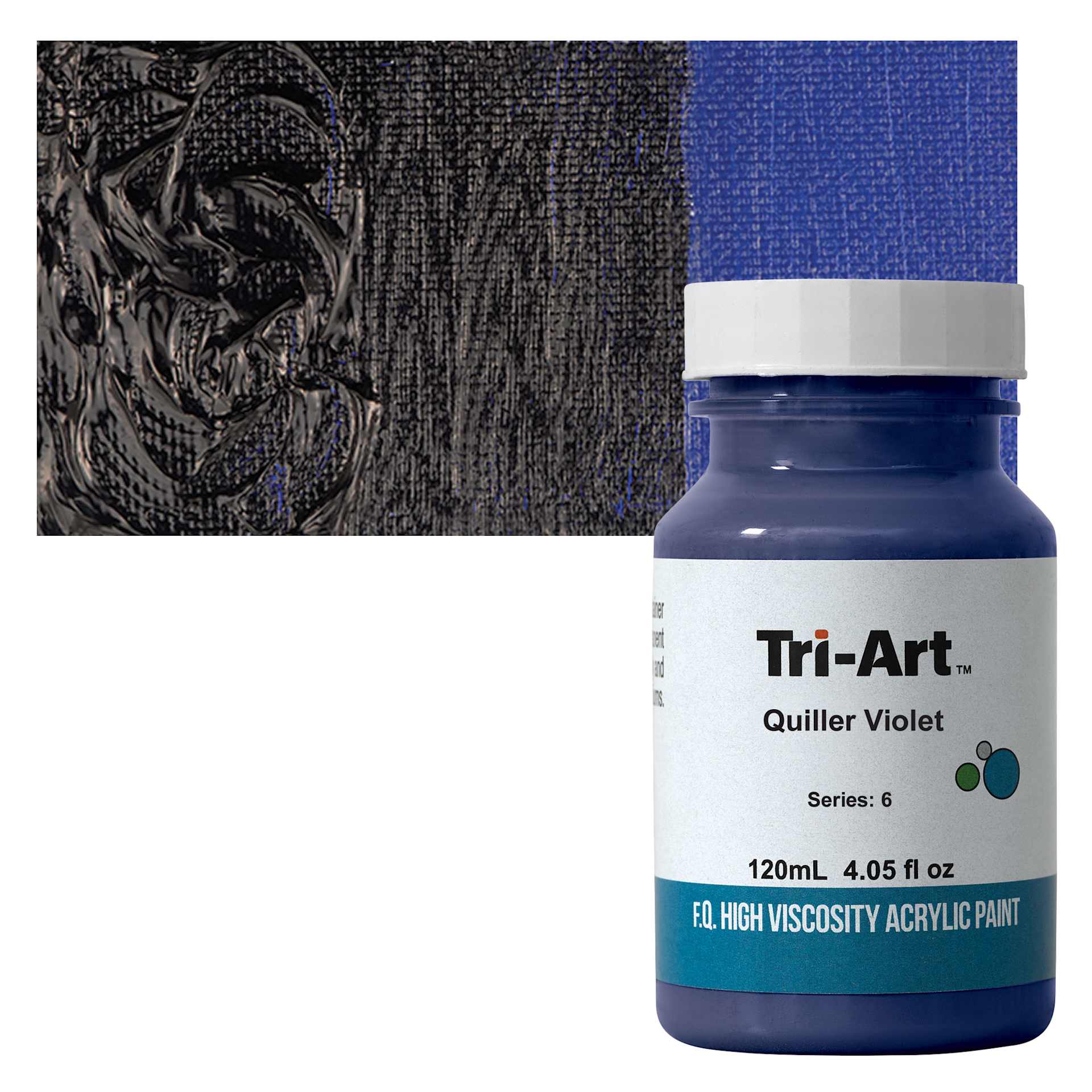 Tri-Art High Viscosity Artist Acrylic - Quiller Violet, 120 ml tube and swatch
