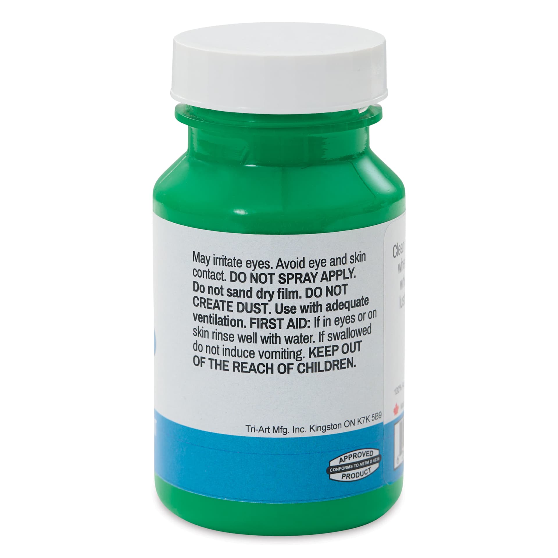 Tri-Art High Viscosity Artist Acrylic - Permanent Green Light, 120 ml jar side view
